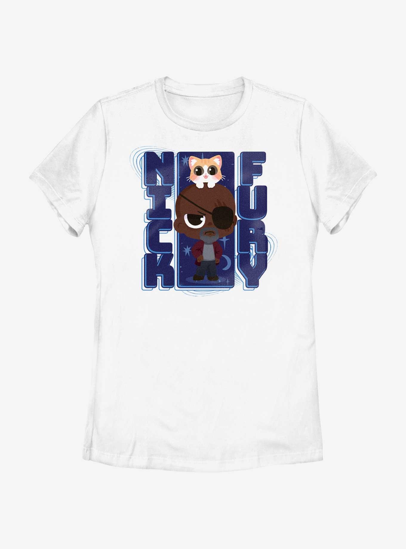 Marvel The Marvels Chibi Nick Fury Womens T-Shirt, , hi-res