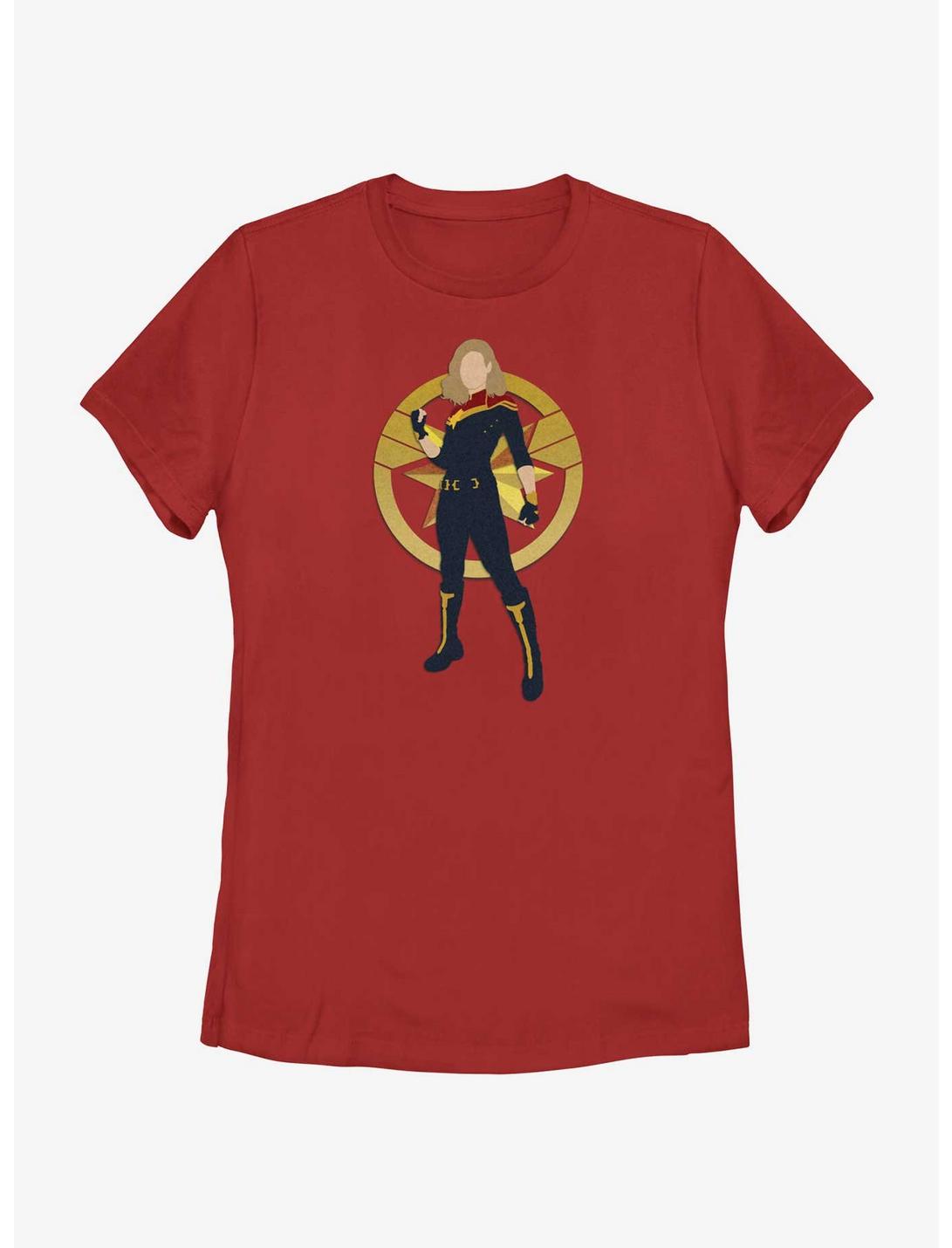 Marvel The Marvels Captain Marvel Silhouette Womens T-Shirt, RED, hi-res