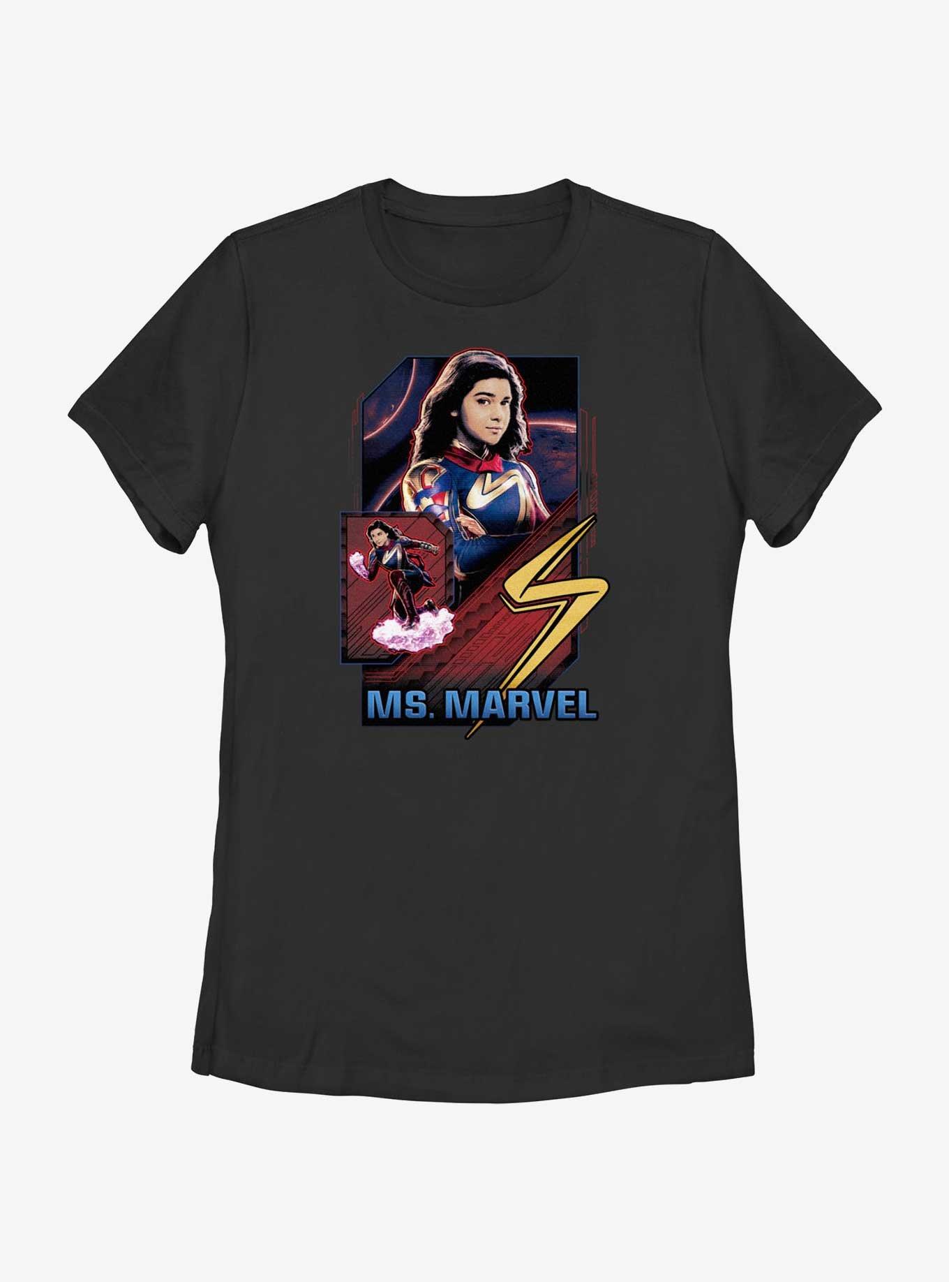 Marvel The Marvels Ms. Marvel Badge Womens T-Shirt, BLACK, hi-res