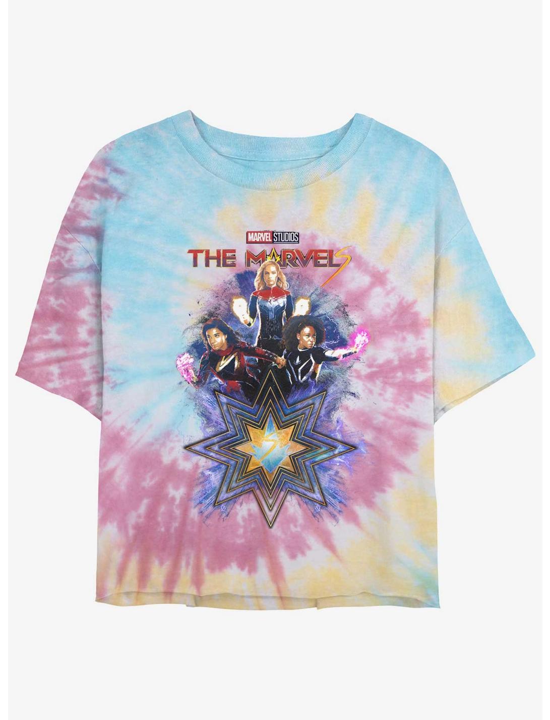 Marvel The Marvels Fabulous Marvels Tie-Dye Womens Crop T-Shirt Her Universe Web Exclusive, BLUPNKLY, hi-res