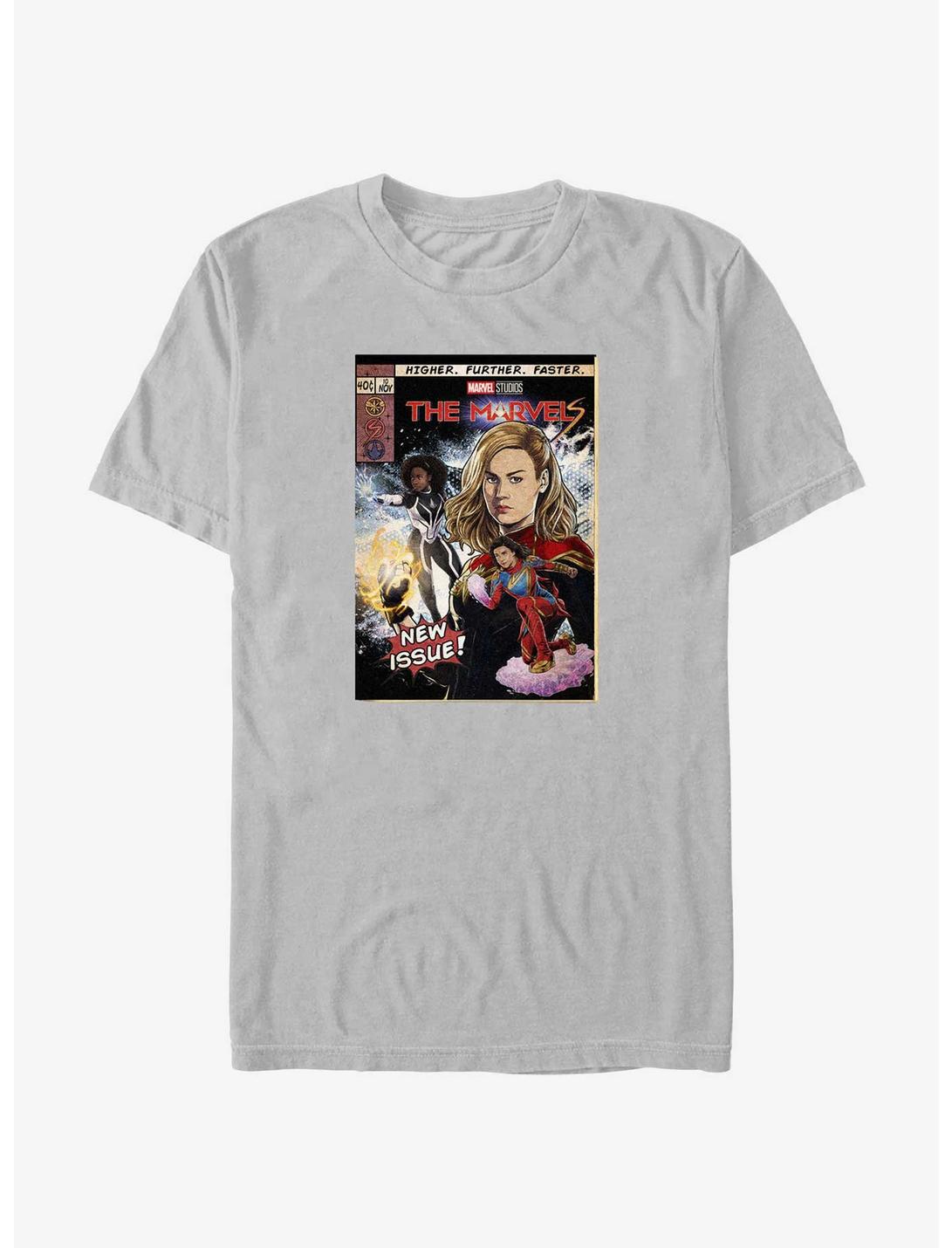 Marvel The Marvels Comic Book Cover T-Shirt Her Universe Web Exclusive, SILVER, hi-res