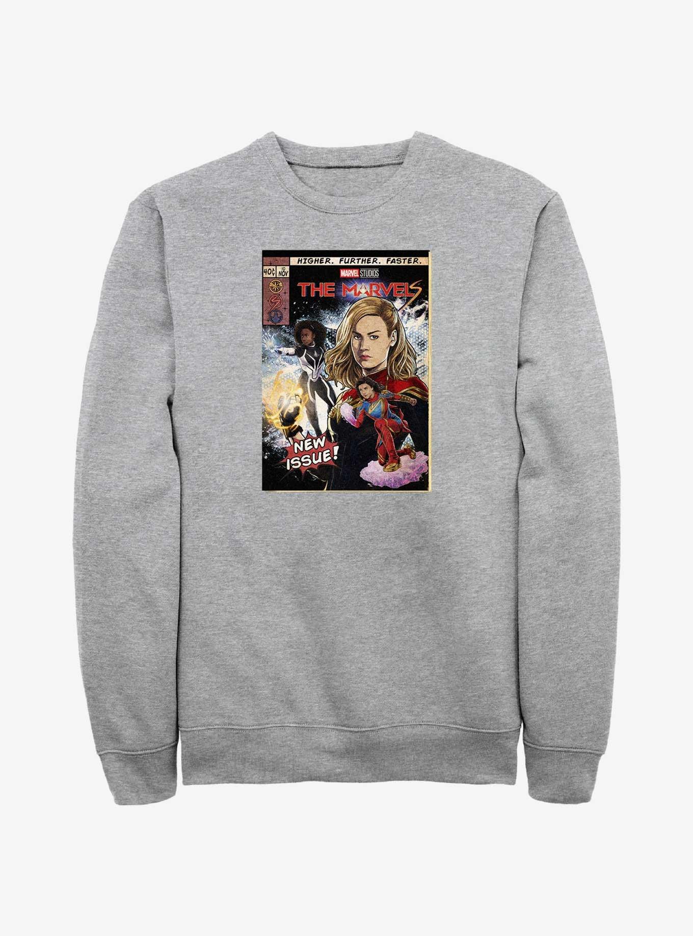 Marvel The Marvels Comic Book Cover Sweatshirt Her Universe Web Exclusive, ATH HTR, hi-res