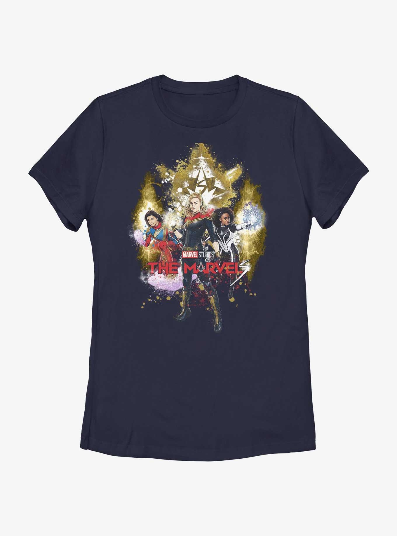 Marvel The Marvels Splatter Power Womens T-Shirt Her Universe Web Exclusive, NAVY, hi-res
