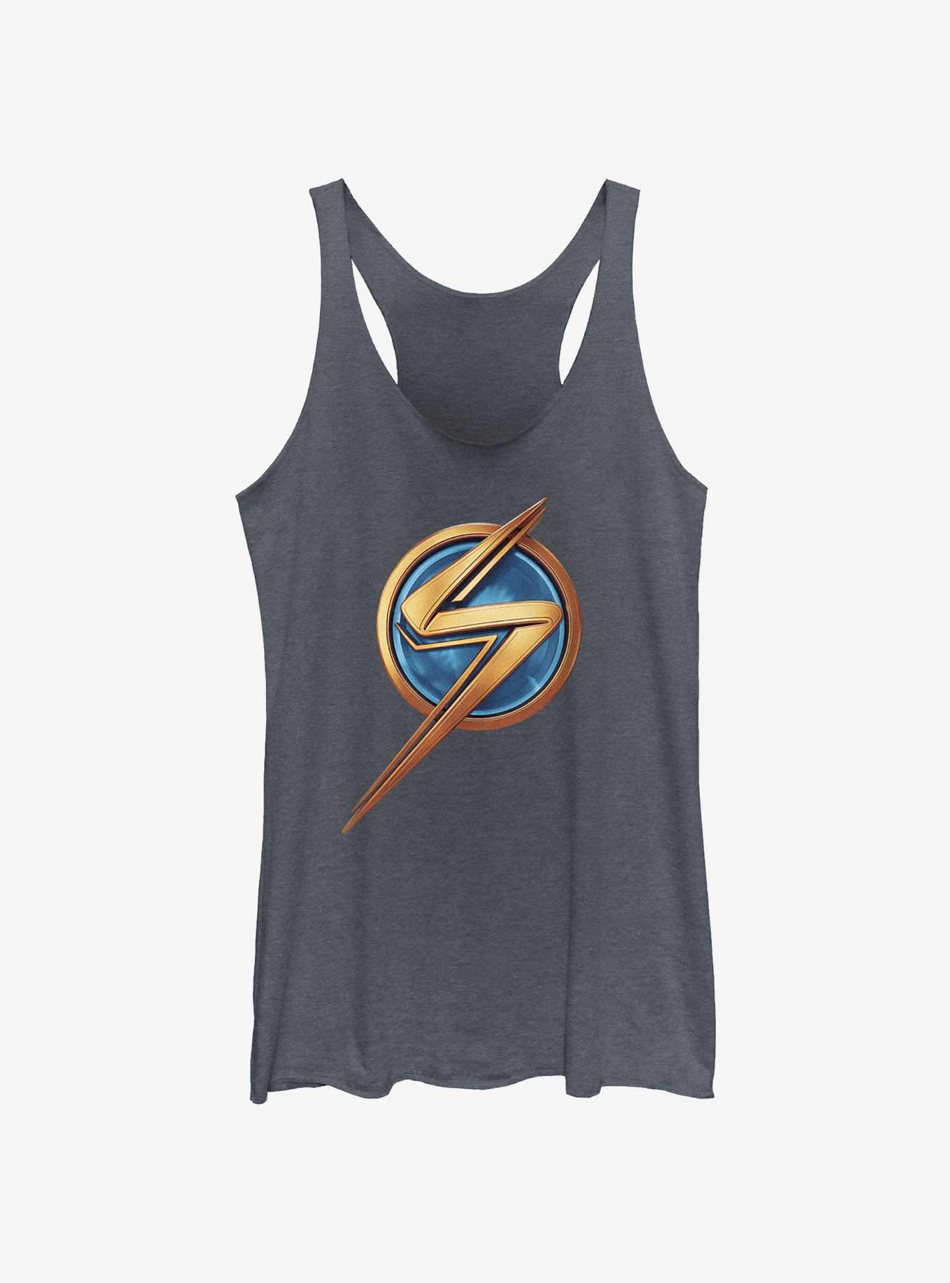 Marvel The Marvels Ms. Marvel Logo Womens Tank Top, NAVY HTR, hi-res