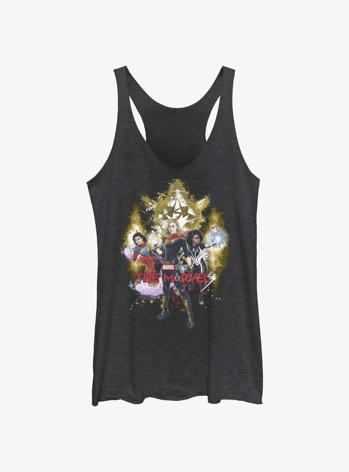 Marvel The Marvels Splatter Power Womens Tank Top Her Universe Web Exclusive, BLK HTR, hi-res