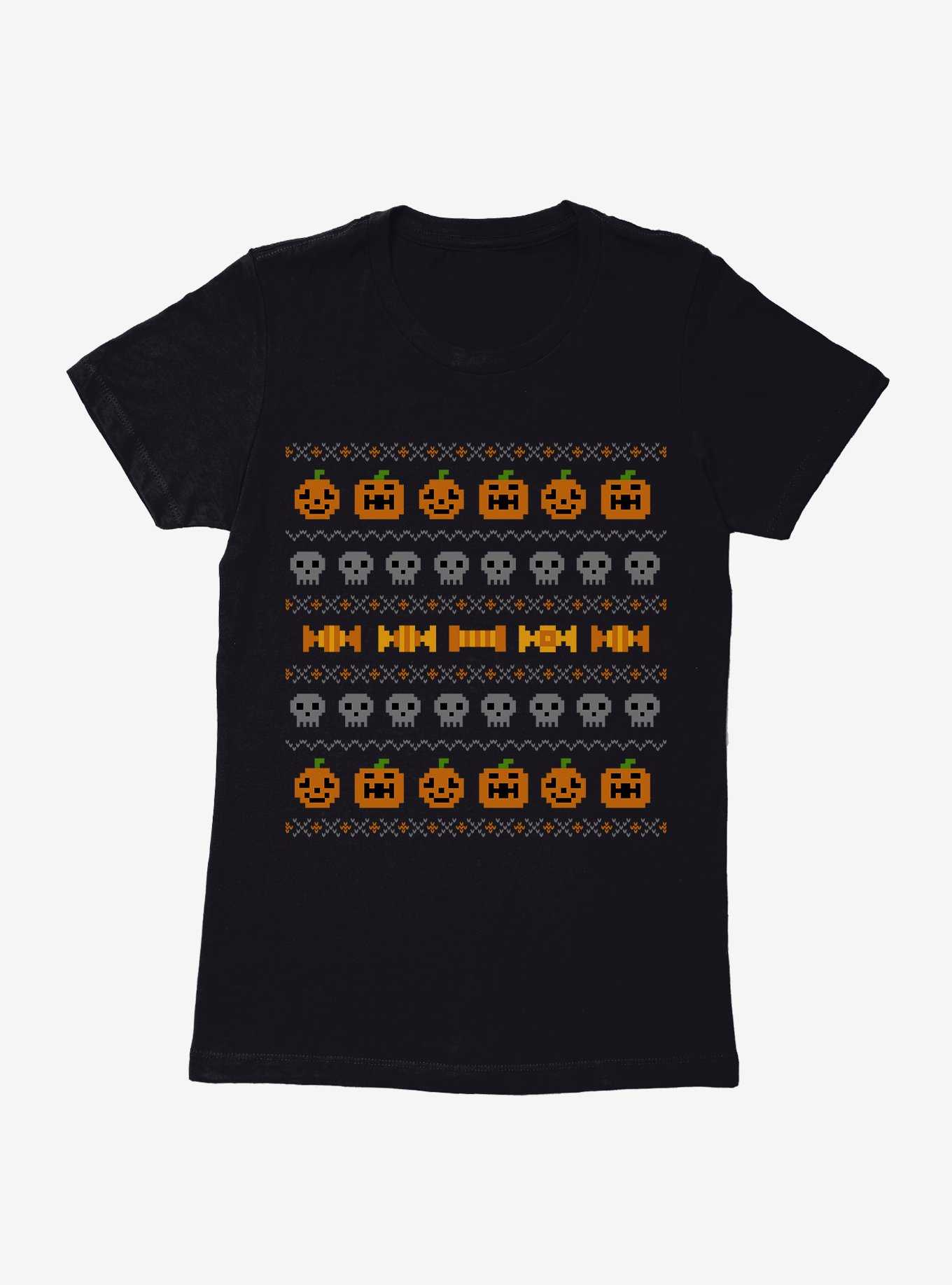 Ugly Chirstmas Pumpkin Skull Candy Womens T-Shirt, , hi-res
