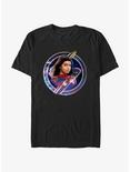 Marvel The Marvels Ms. Marvel Galaxy Badge T-Shirt, BLACK, hi-res