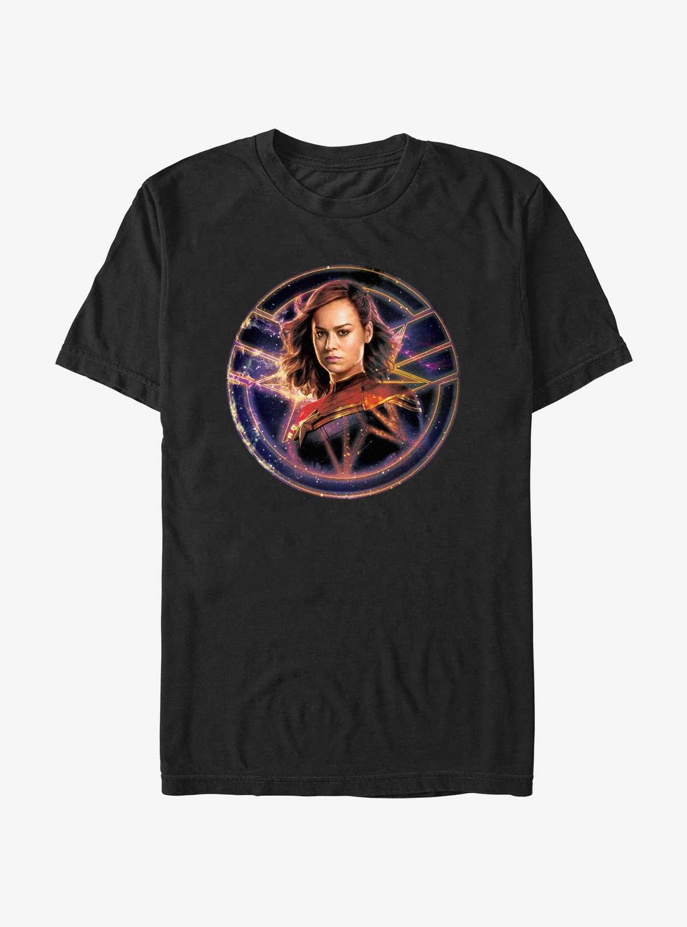 Marvel The Marvels Captain Marvel Galaxy Badge T-Shirt, BLACK, hi-res