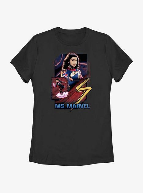 Marvel The Marvels Ms. Marvel Badge Womens T-Shirt - BLACK | BoxLunch