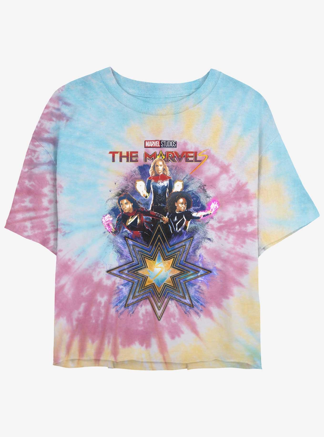 Marvel The Marvels Fabulous Marvels Tie-Dye Womens Crop T-Shirt BoxLunch Web Exclusive