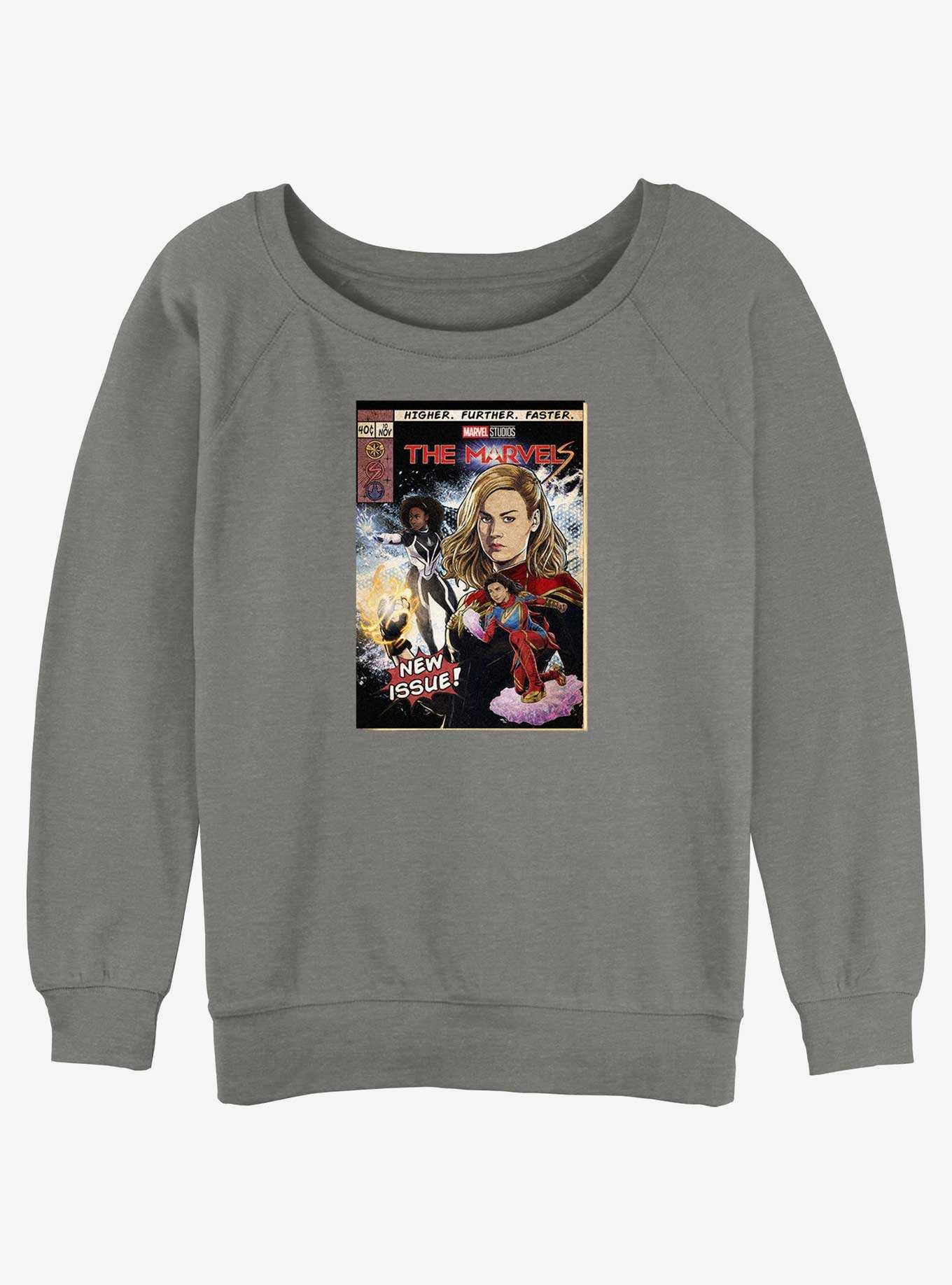 Marvel The Marvels Comic Book Cover Womens Slouchy Sweatshirt BoxLunch Web Exclusive, , hi-res
