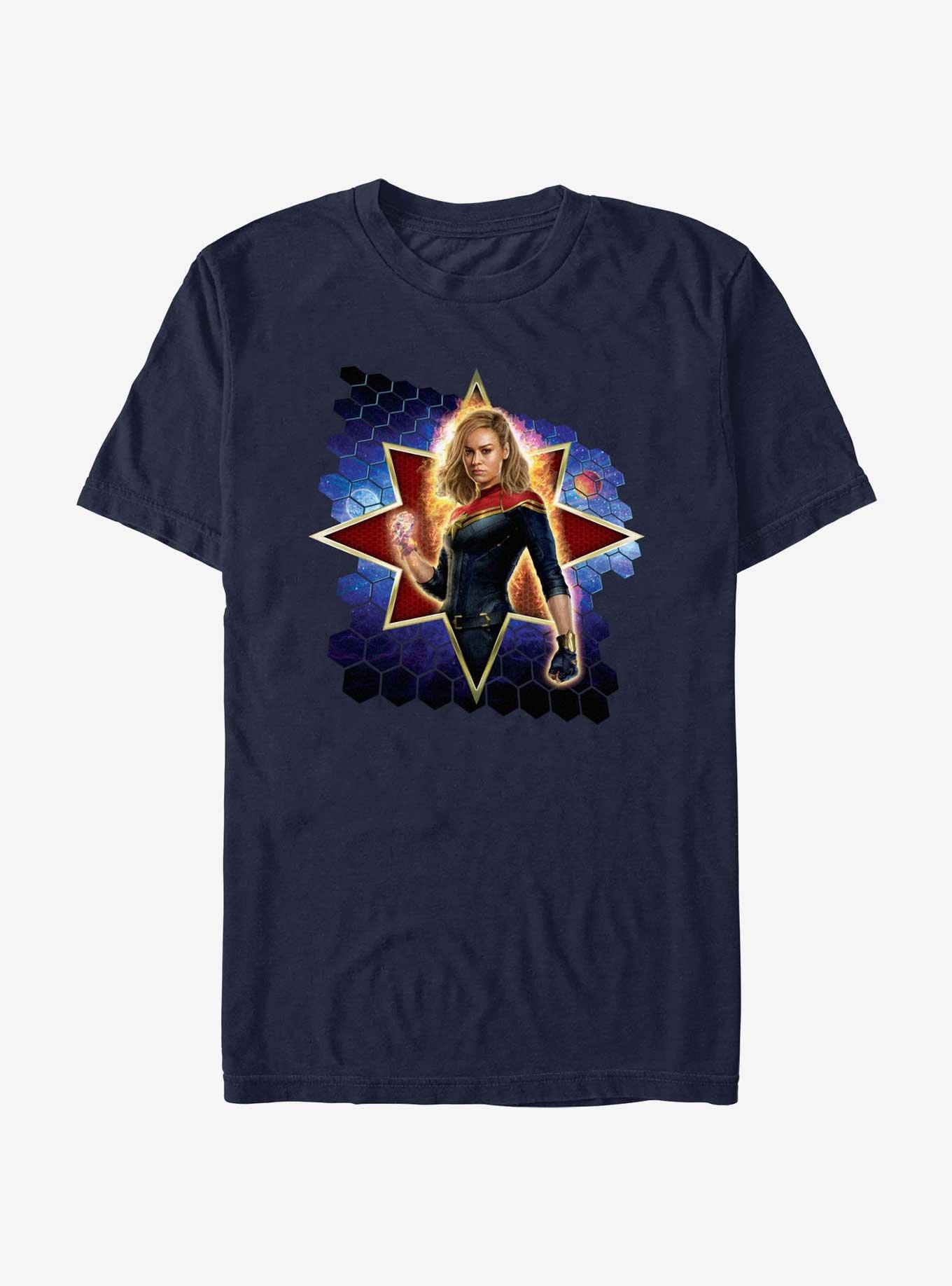 Marvel The Marvels Captain Marvel Hero Bust T-Shirt, NAVY, hi-res