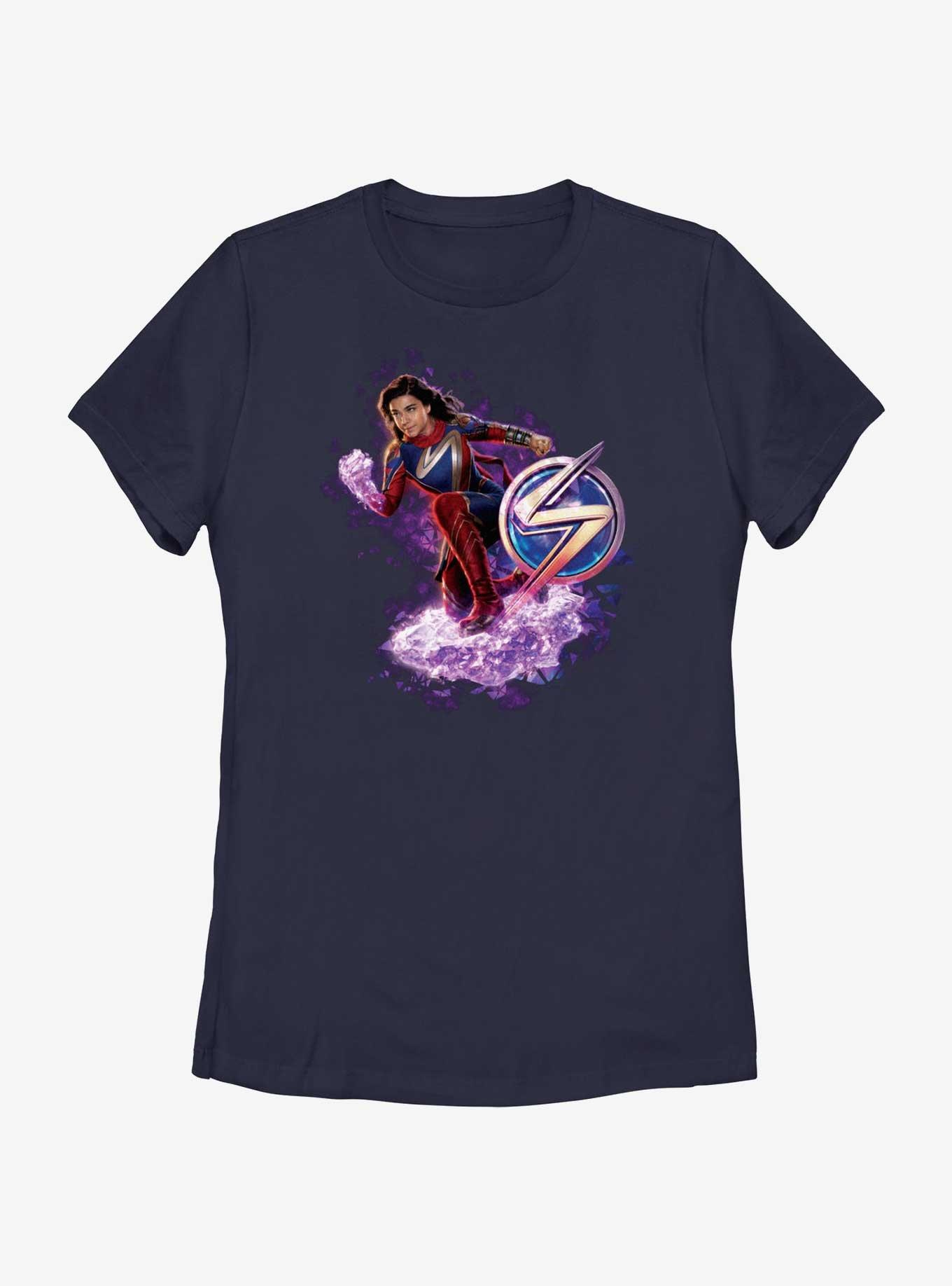 Marvel The Marvels Ms. Marvel Hero Pose Womens T-Shirt, NAVY, hi-res