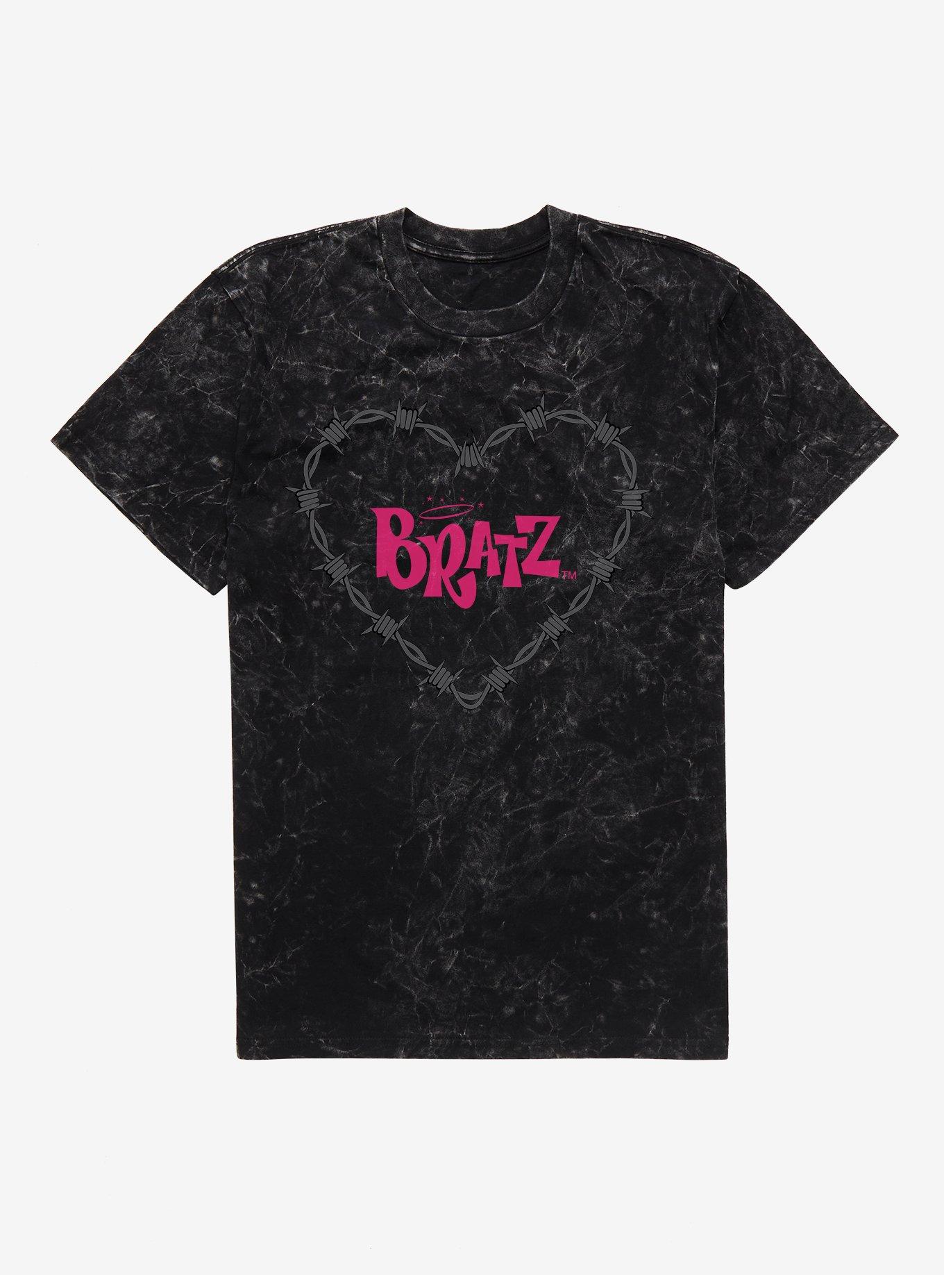 Bratz Barb Wire Heart Mineral Wash T-Shirt - BLACK | Hot Topic