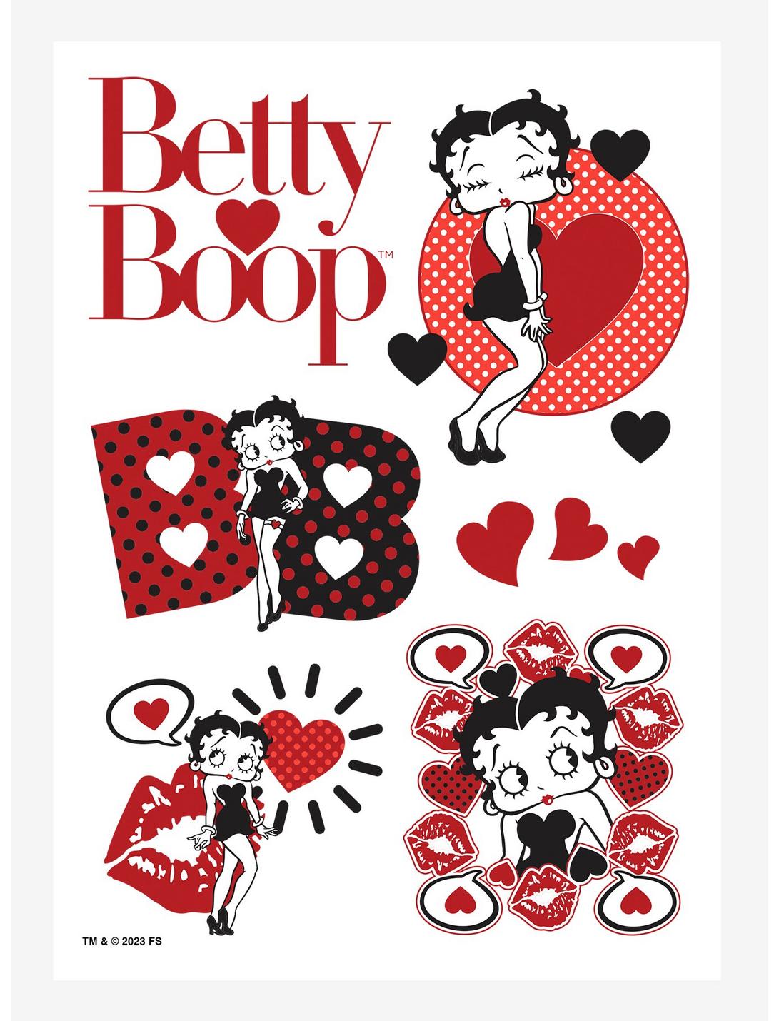 Betty Boop Hearts And Kisses Kiss-Cut Sticker Sheet, , hi-res