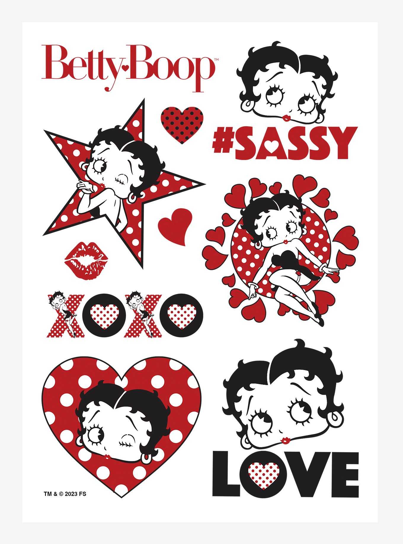 Betty Boop Sassy Polka Dot Love Kiss-Cut Sticker Sheet, , hi-res