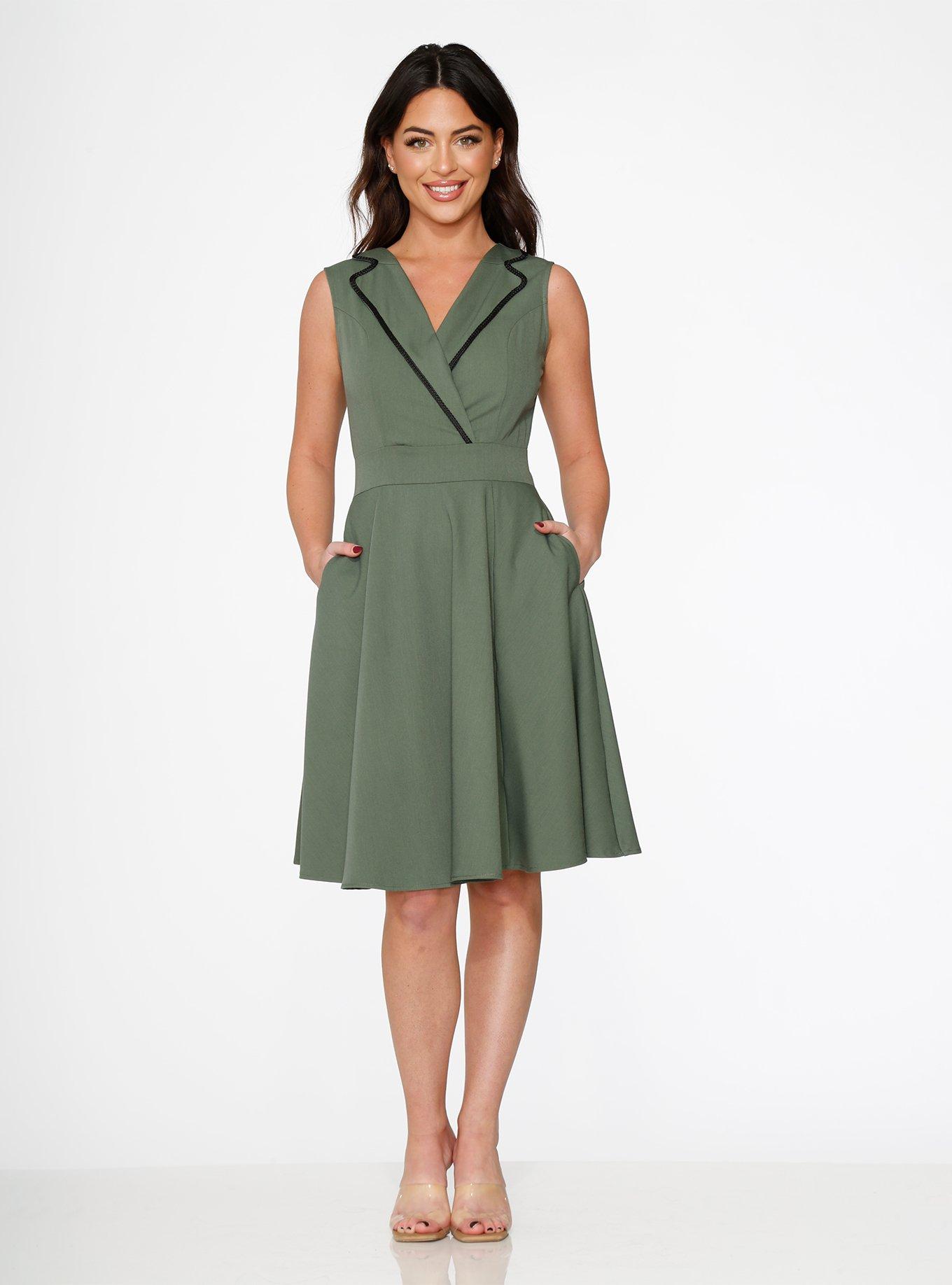 Olive green swing dress hotsell