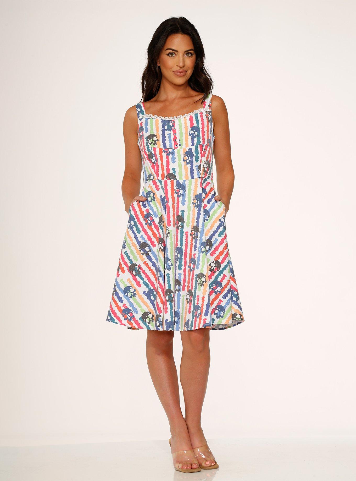 ORCHIDBLOOM White Rainbow Skulls Dress