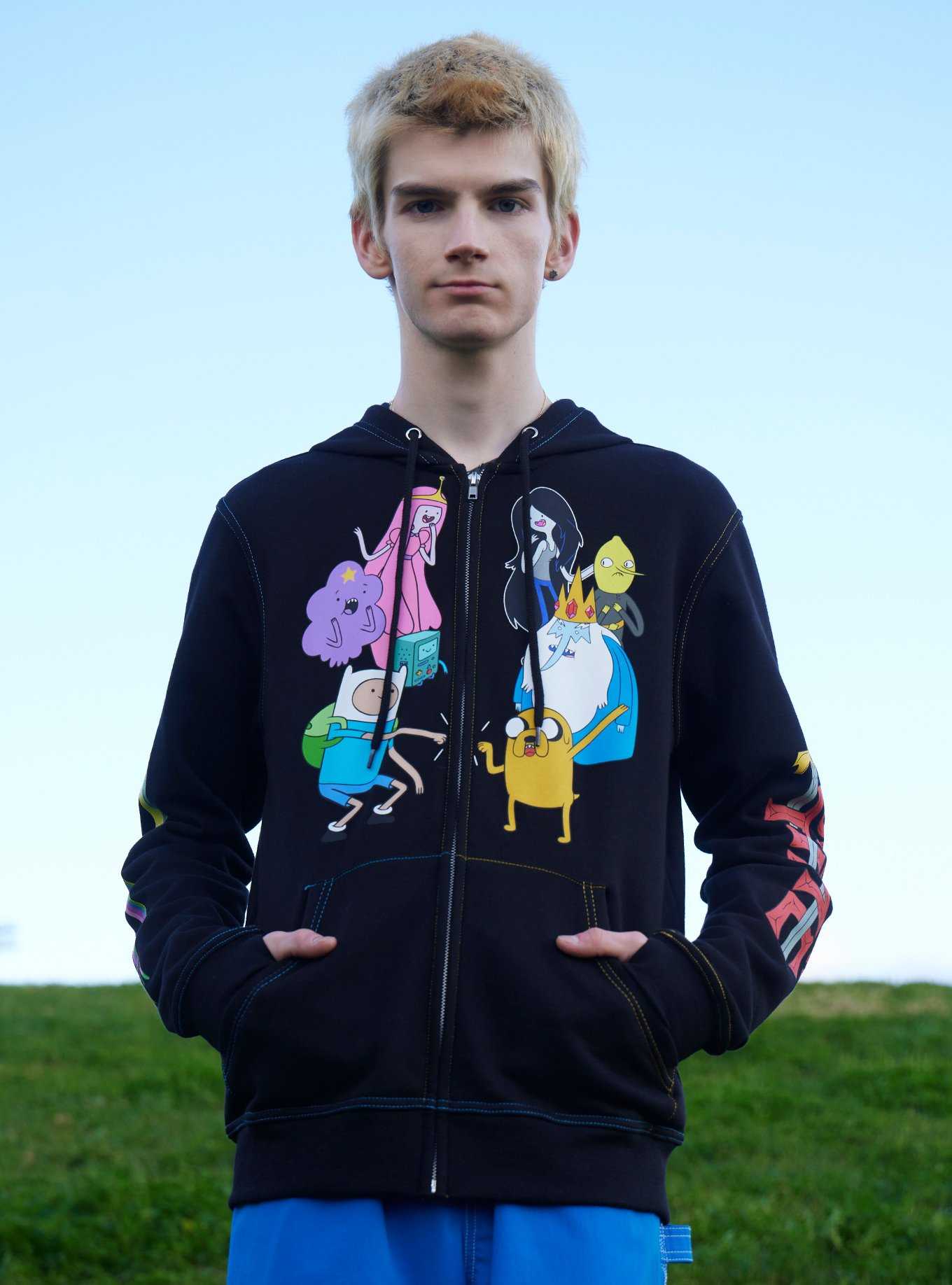 Adventure Time Group Contrast Stitch Hoodie, , hi-res