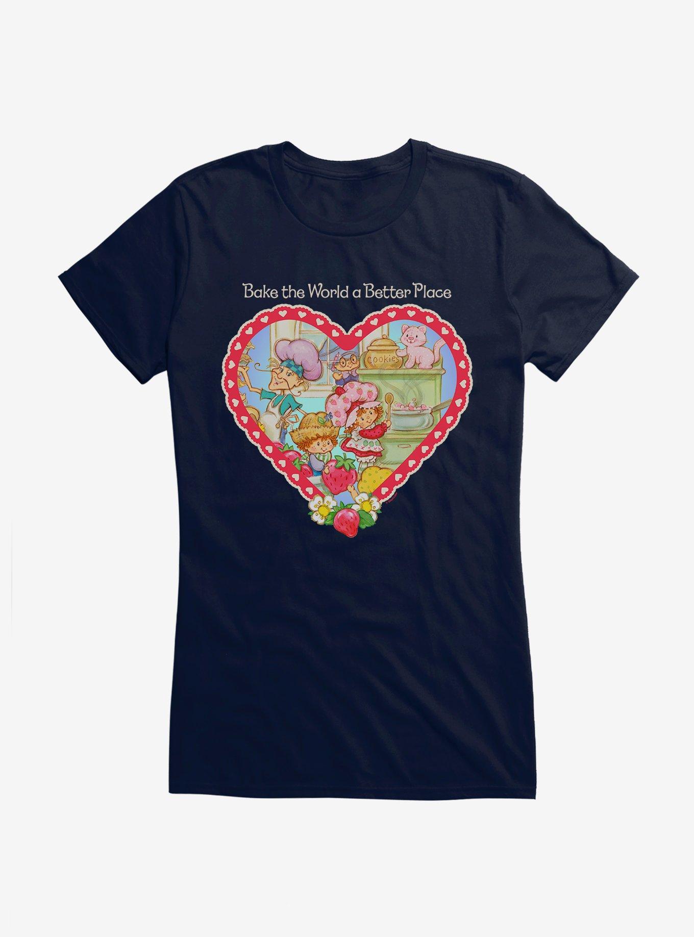 Strawberry Shortcake Bake The World A Better Place Heart Girls T-Shirt, , hi-res