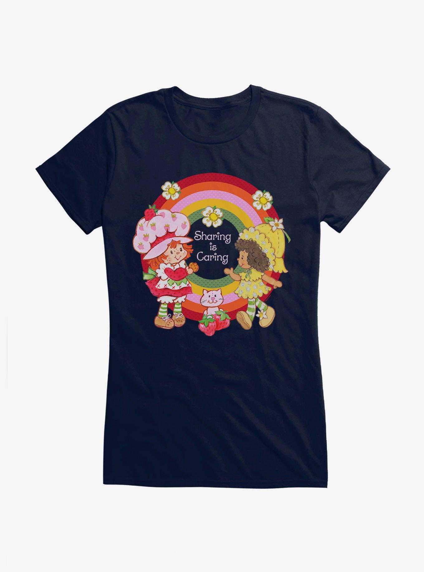 Strawberry Shortcake & Orange Blossom Sharing Is Caring Rainbow Girls T-Shirt, NAVY, hi-res