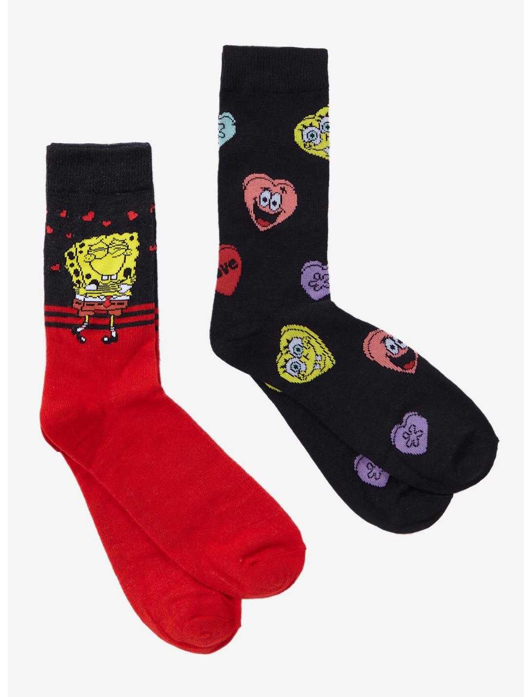 SpongeBob SquarePants Valentine's Day Hearts Crew Socks 2 Pair, , hi-res