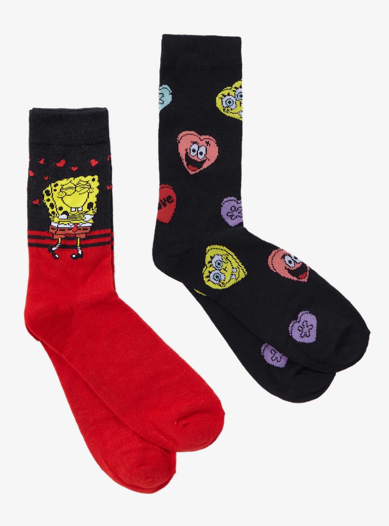 SpongeBob SquarePants Valentine's Day Hearts Crew Socks 2 Pair, , hi-res