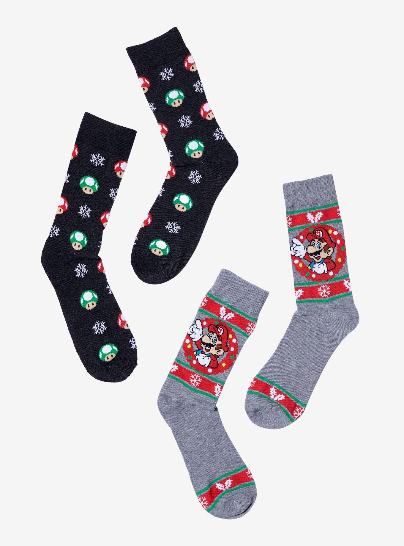 Super Mario Bros. Holiday Crew Socks 2 Pack, , hi-res
