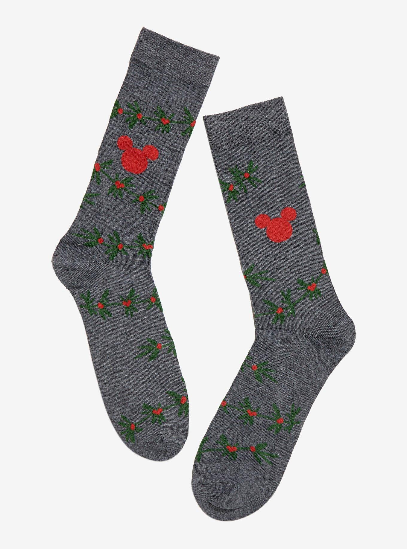 Hot Topic Disney Mickey Mouse Mistletoe Crew Socks