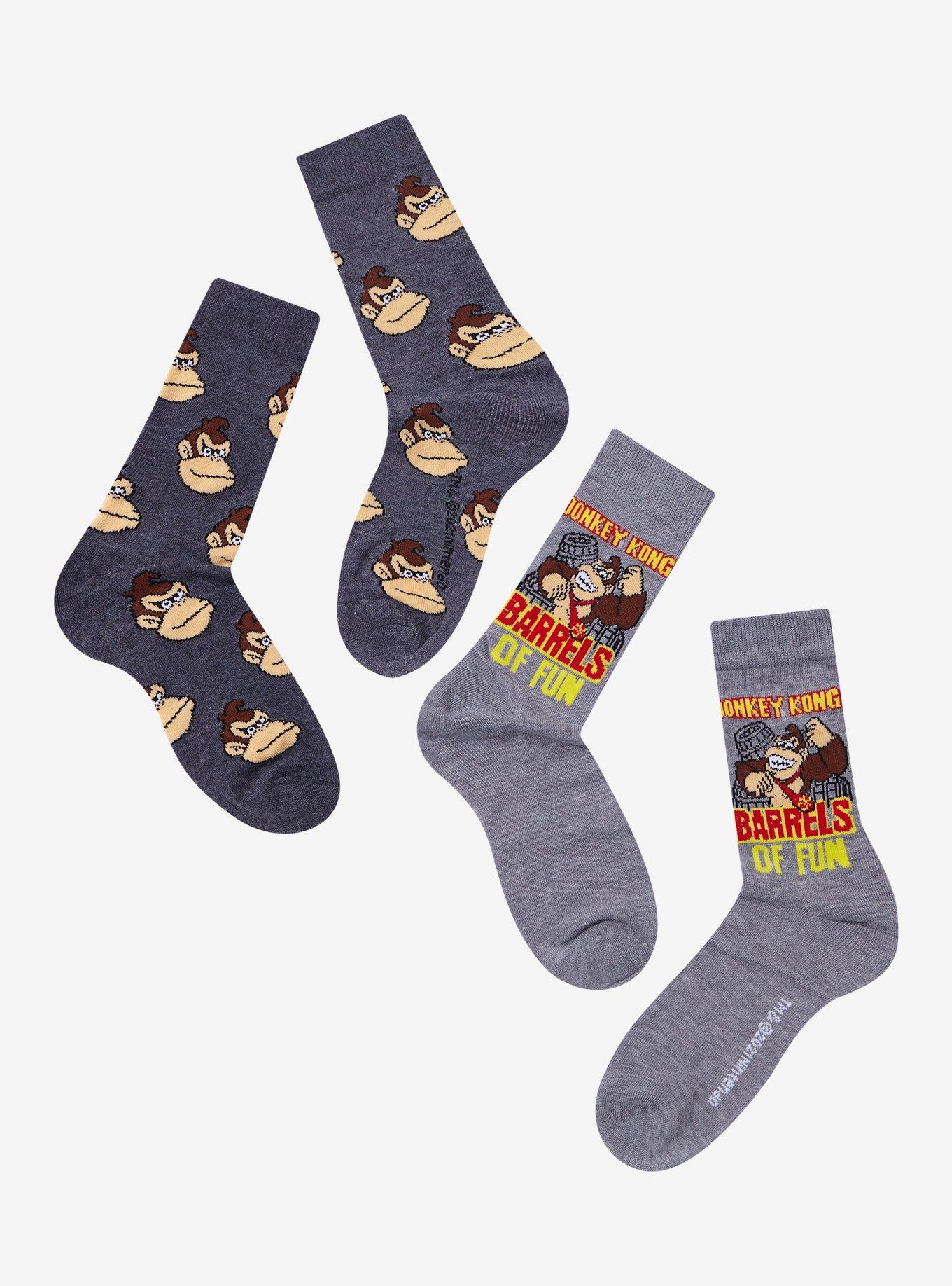 Donkey Kong Barrels Of Fun Crew Socks 2 Pair, , hi-res