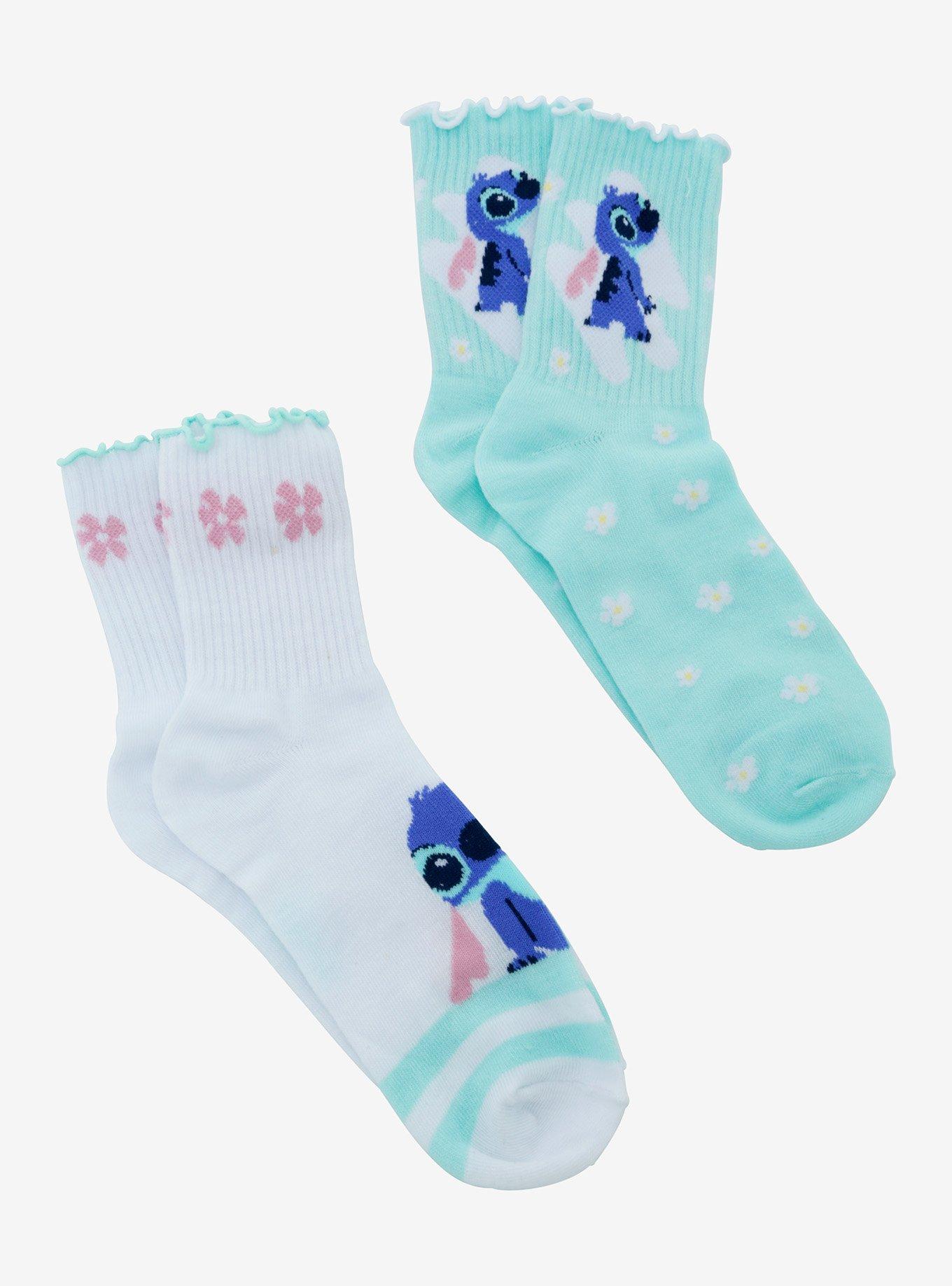 Disney Lilo & Stitch Flowers Crew Socks 2 Pair, , hi-res