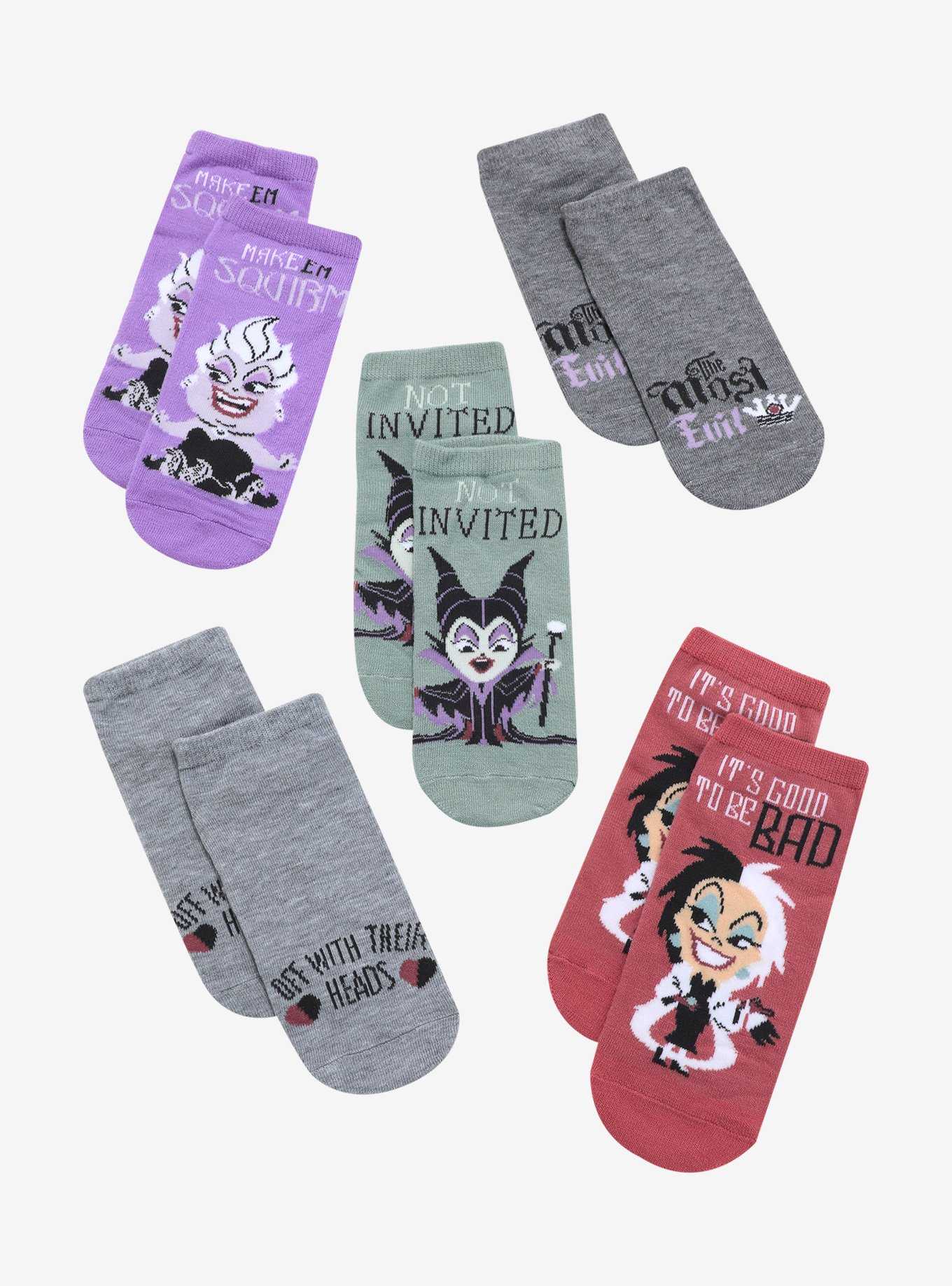 Disney Villains Chibi No-Show Socks 5 Pair, , hi-res