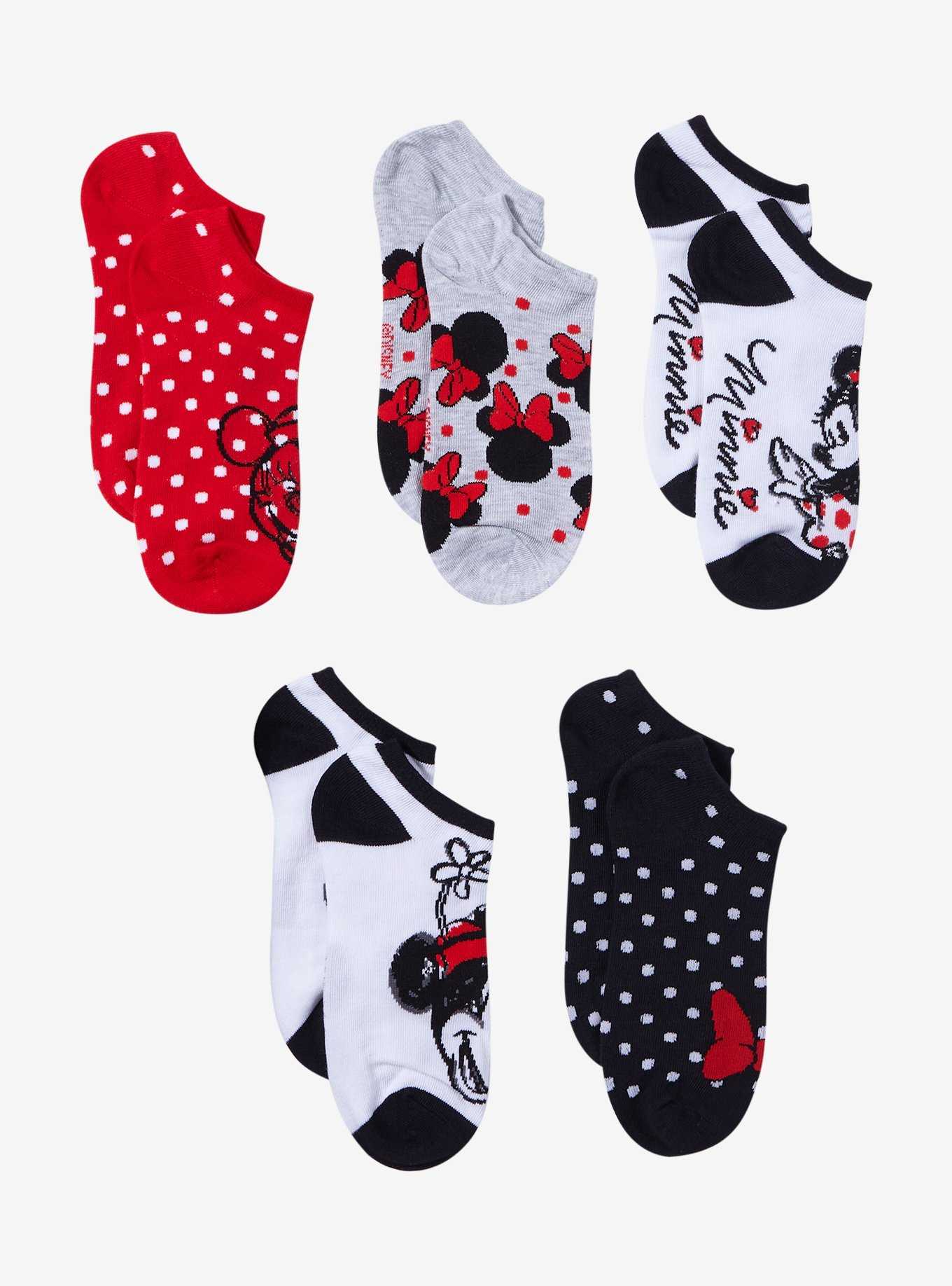 Disney Minnie Mouse Dots No-Show Socks 5 Pair, , hi-res