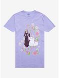 Studio Ghibli Kiki's Delivery Service Jiji Flowers Boyfriend Fit Girls T-Shirt, MULTI, hi-res