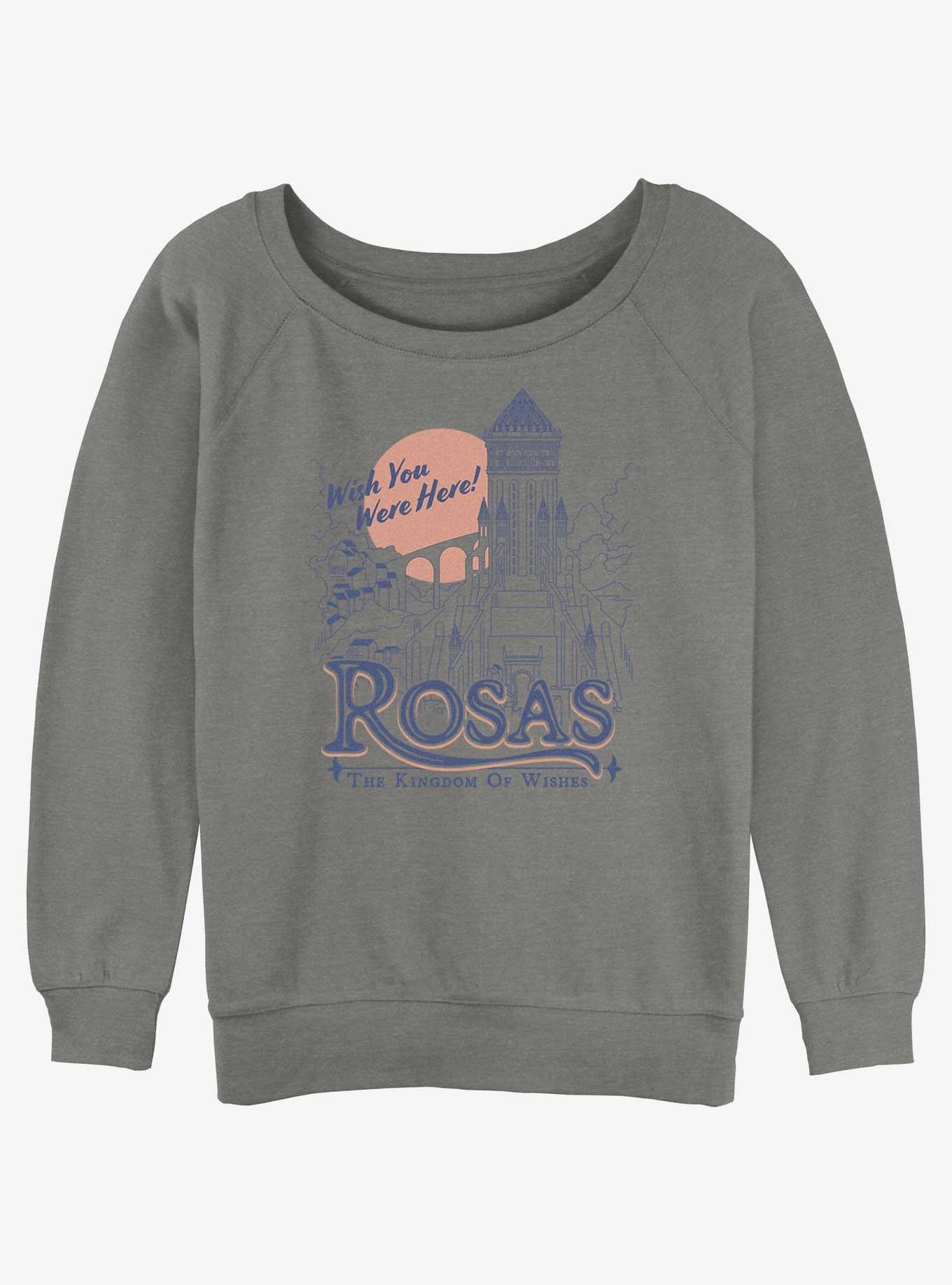 Disney Wish Rosas The Kingdom of Wishes Girls Slouchy Sweatshirt, GRAY HTR, hi-res