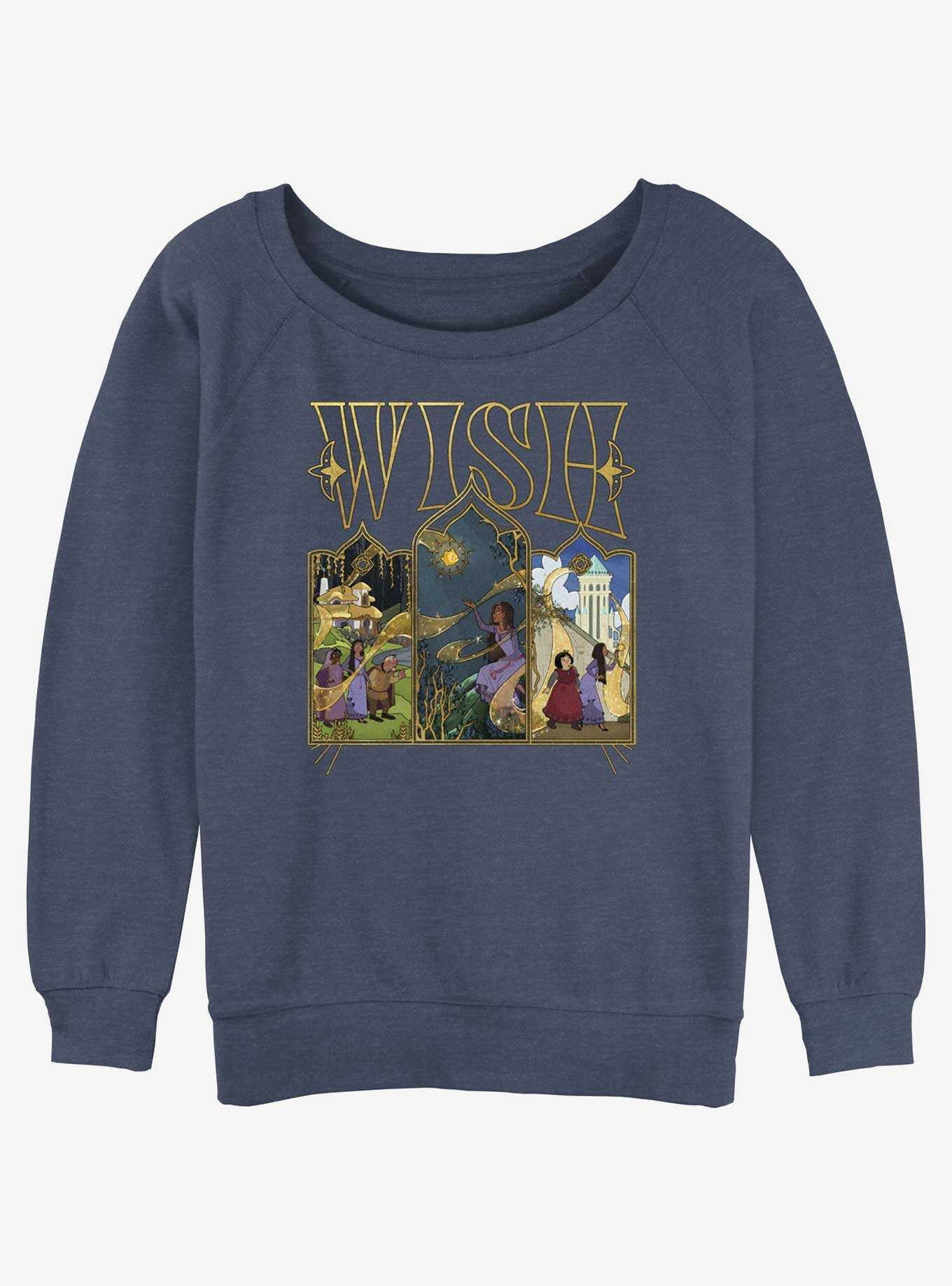 Disney Wish Triptych Art Girls Slouchy Sweatshirt, , hi-res