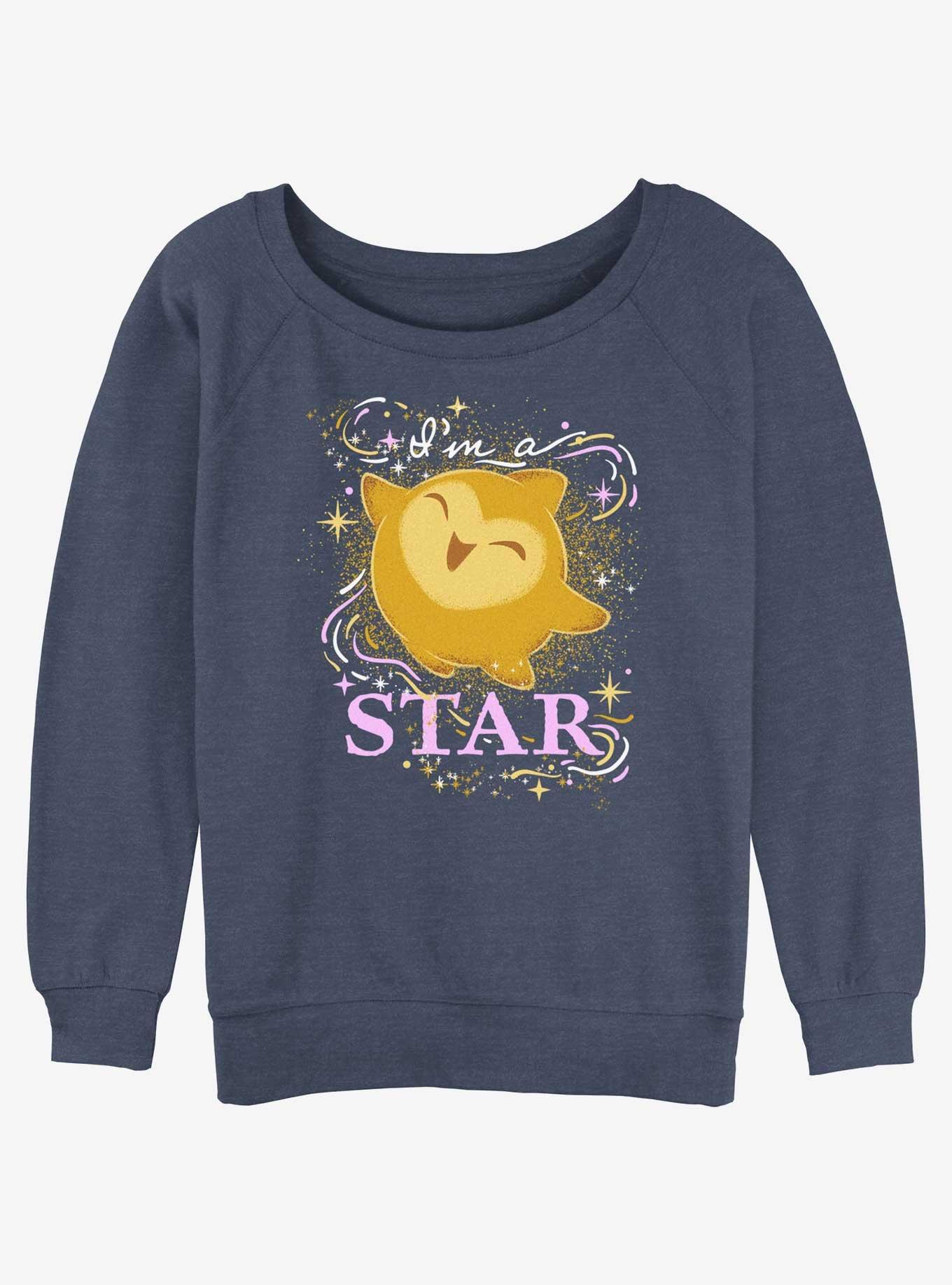 Disney Wish I'm A Star Girls Slouchy Sweatshirt, BLUEHTR, hi-res