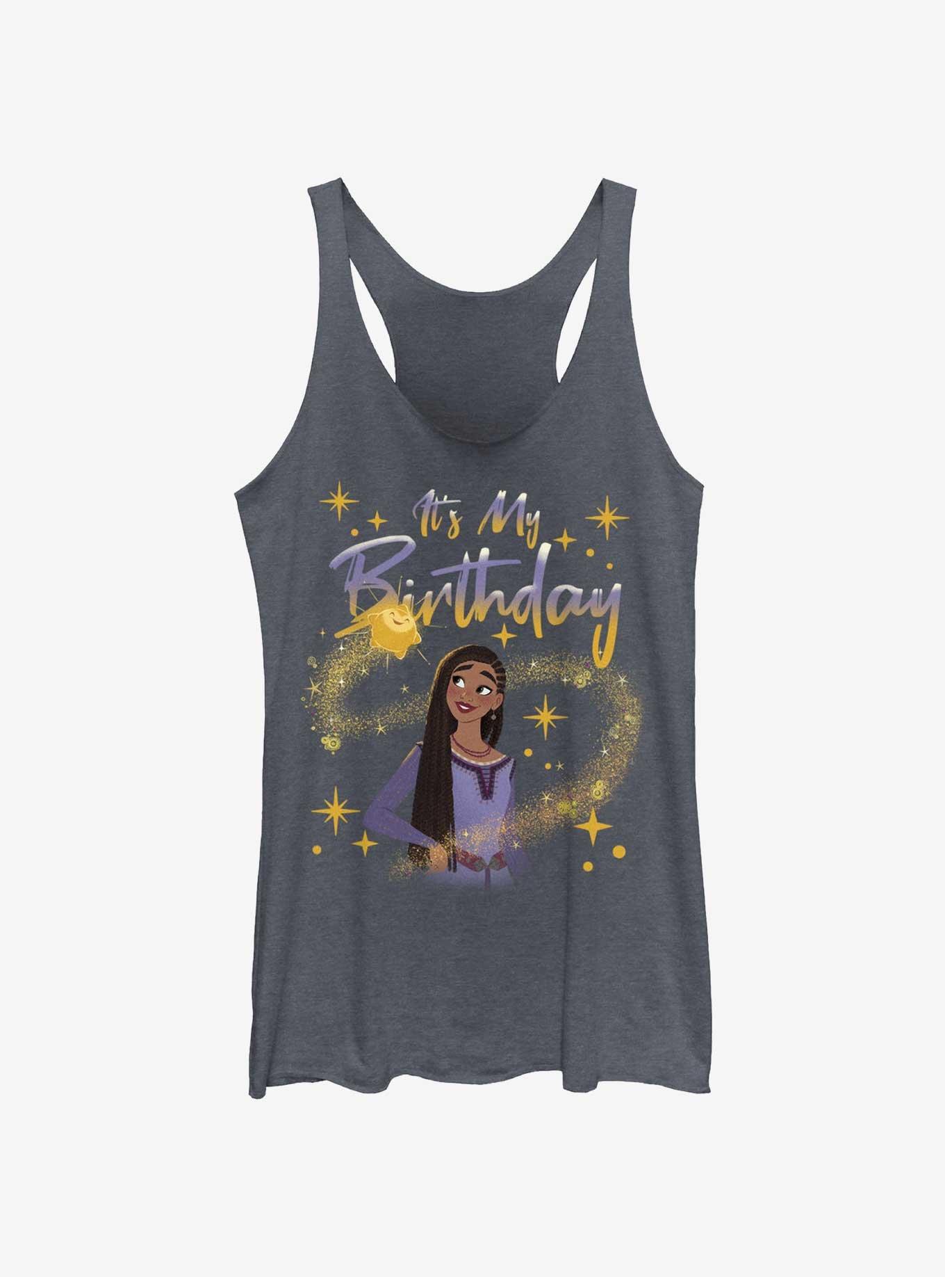 Disney Wish It's My Birthday Girls Tank, NAVY HTR, hi-res