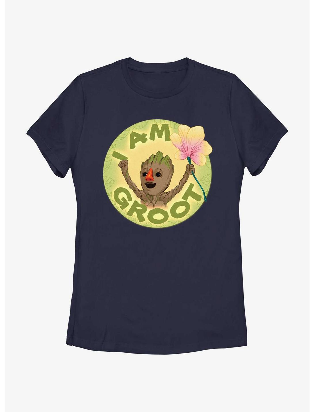 Marvel I Am Groot With Flower Womens T-Shirt, NAVY, hi-res