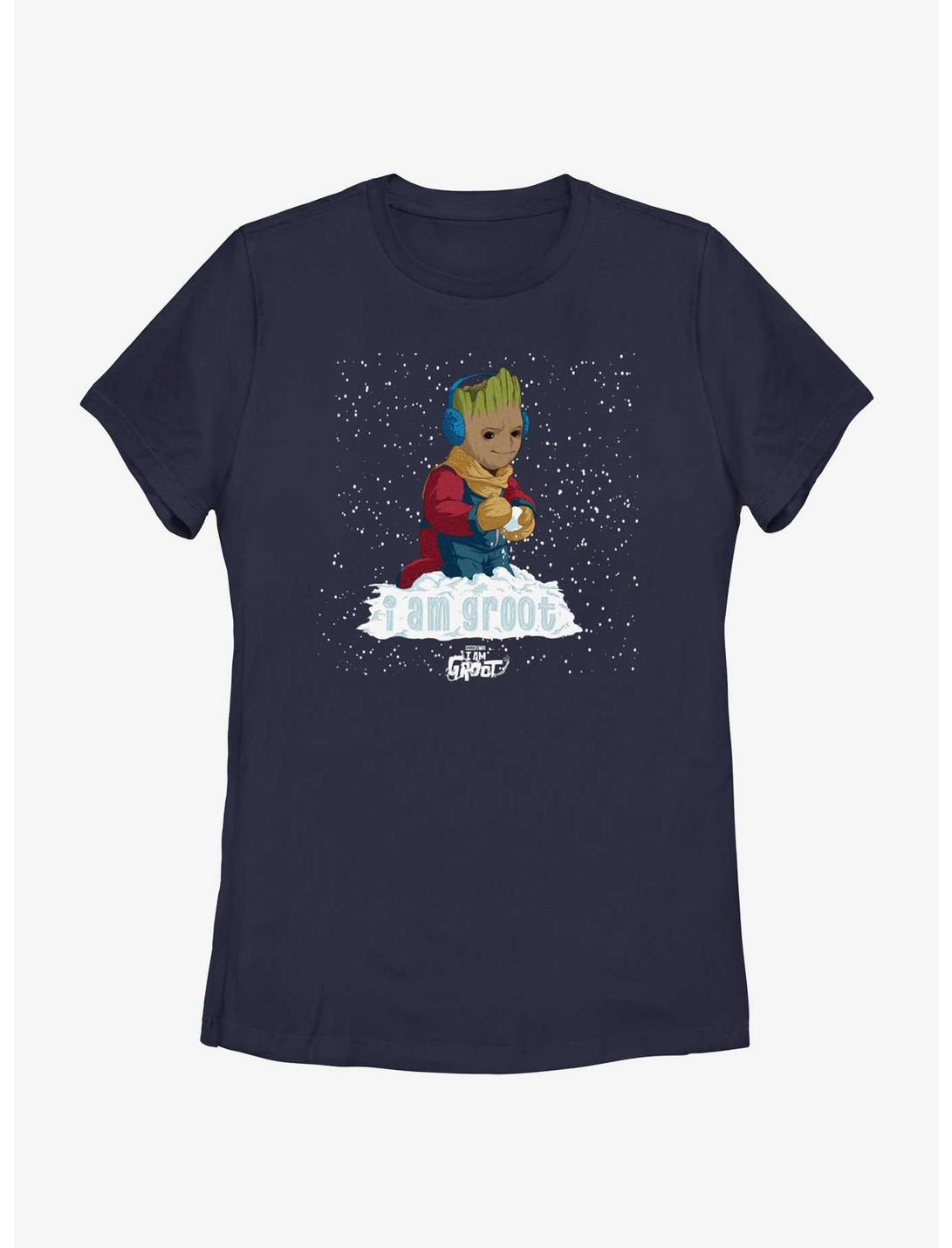 Marvel I Am Groot Snowball Womens T-Shirt, NAVY, hi-res