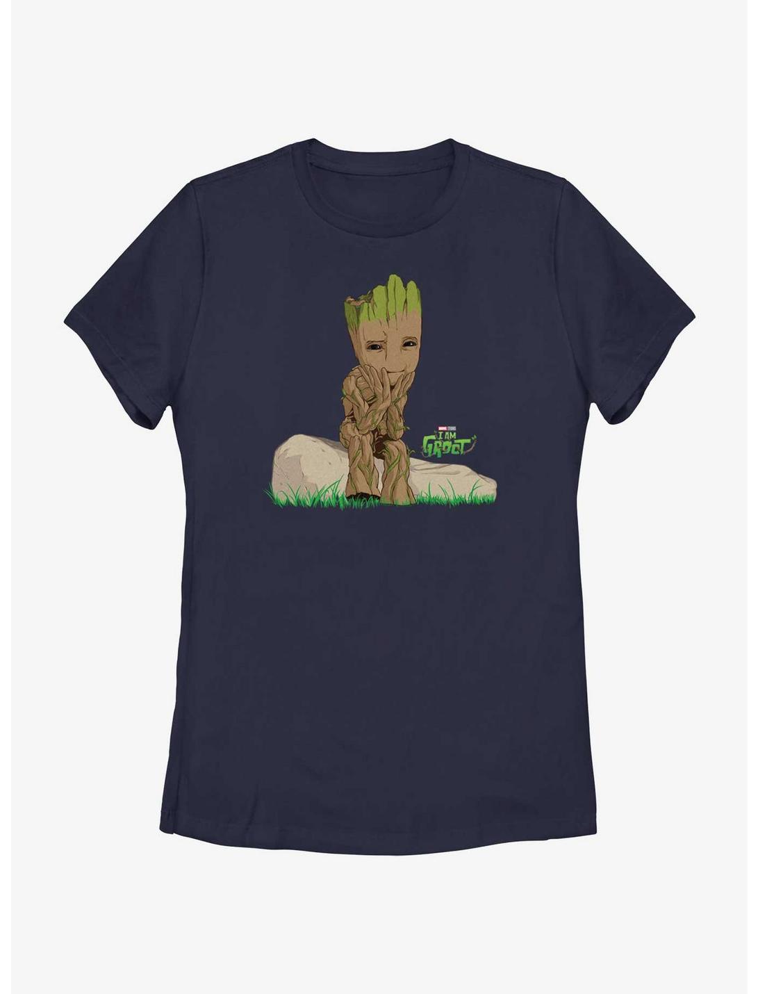 Marvel I Am Groot Thinking Womens T-Shirt, NAVY, hi-res