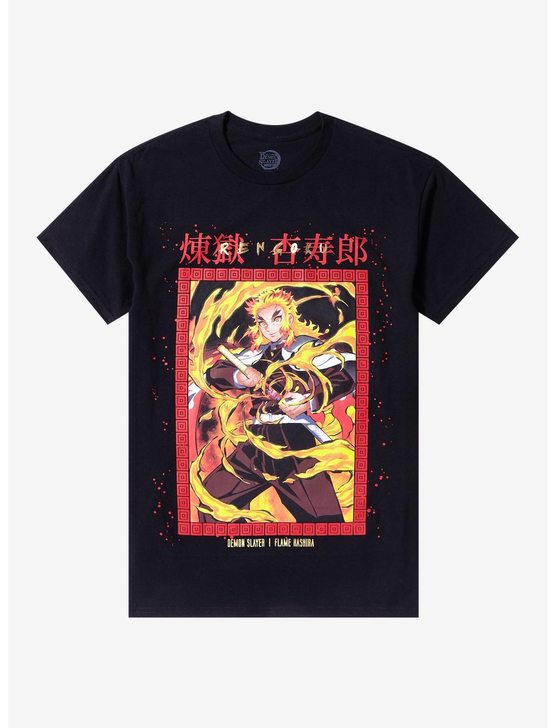 Demon Slayer: Kimetsu No Yaiba Rengoku Frame Splatter T-Shirt, BLACK, hi-res