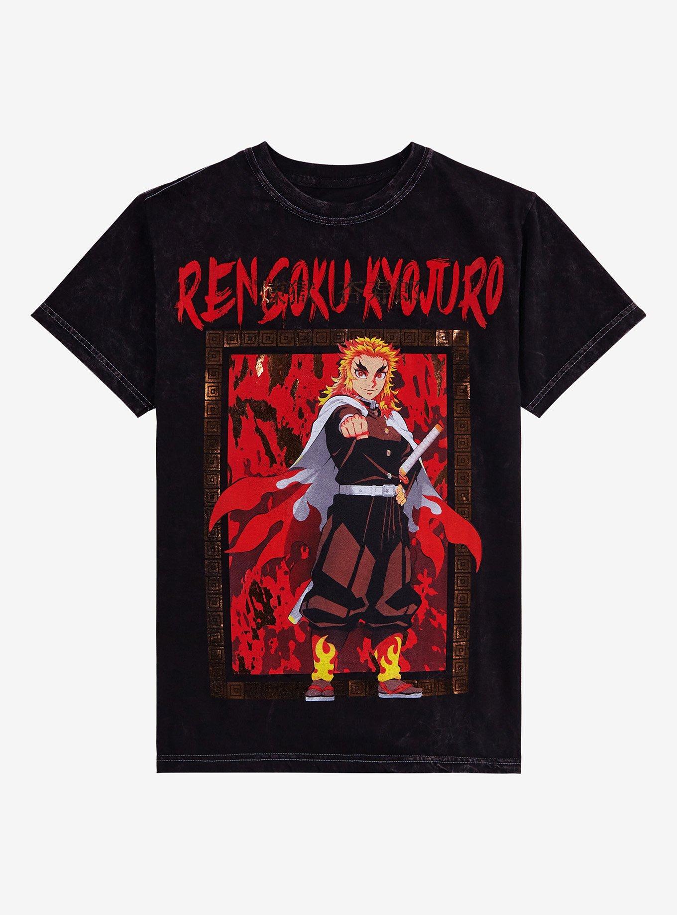Demon Slayer: Kimetsu No Yaiba Rengoku Frame Splatter T-Shirt, BLACK, hi-res