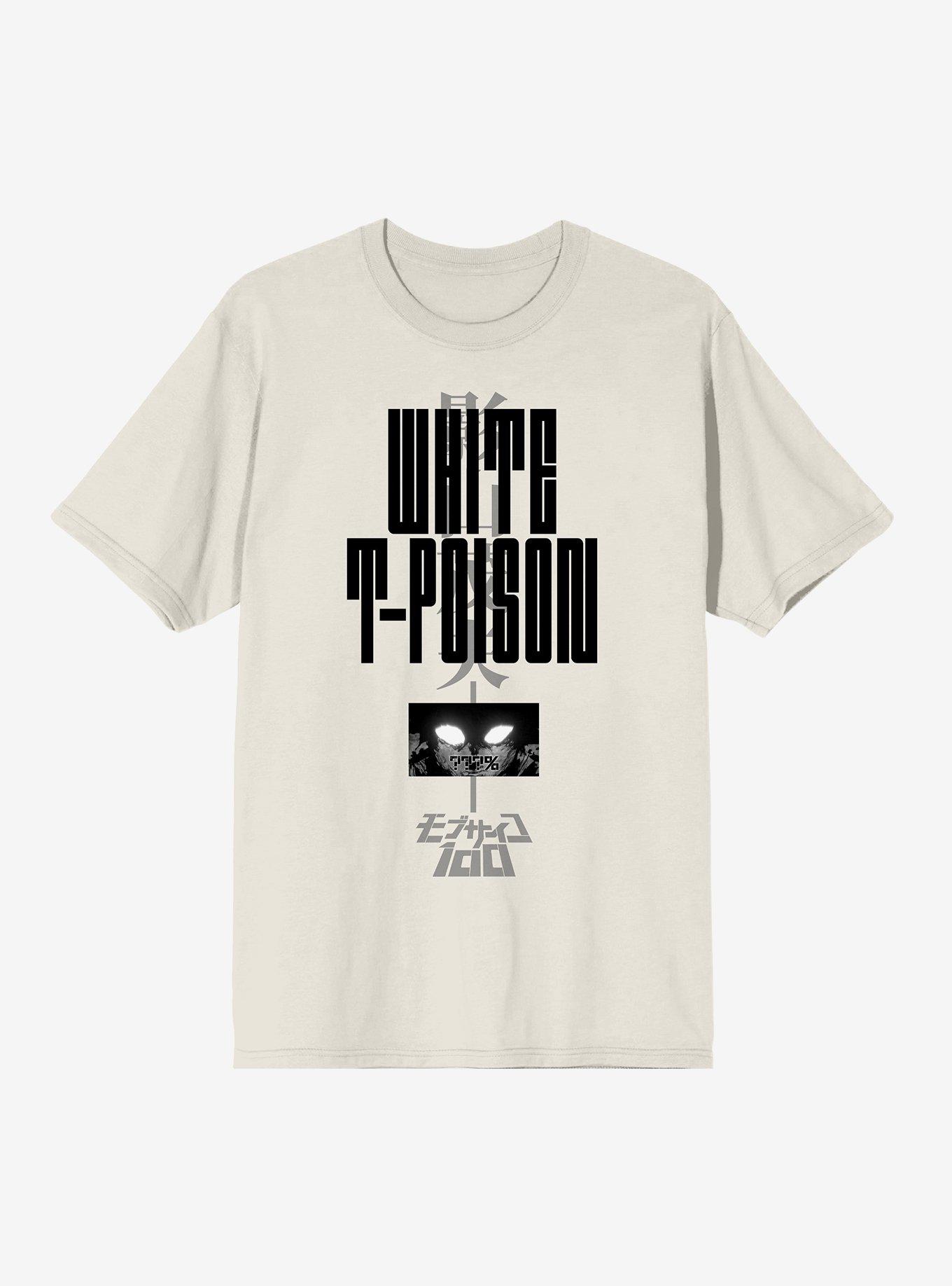 Mob Psycho White T-Poison Text T-Shirt, BEIGE, hi-res