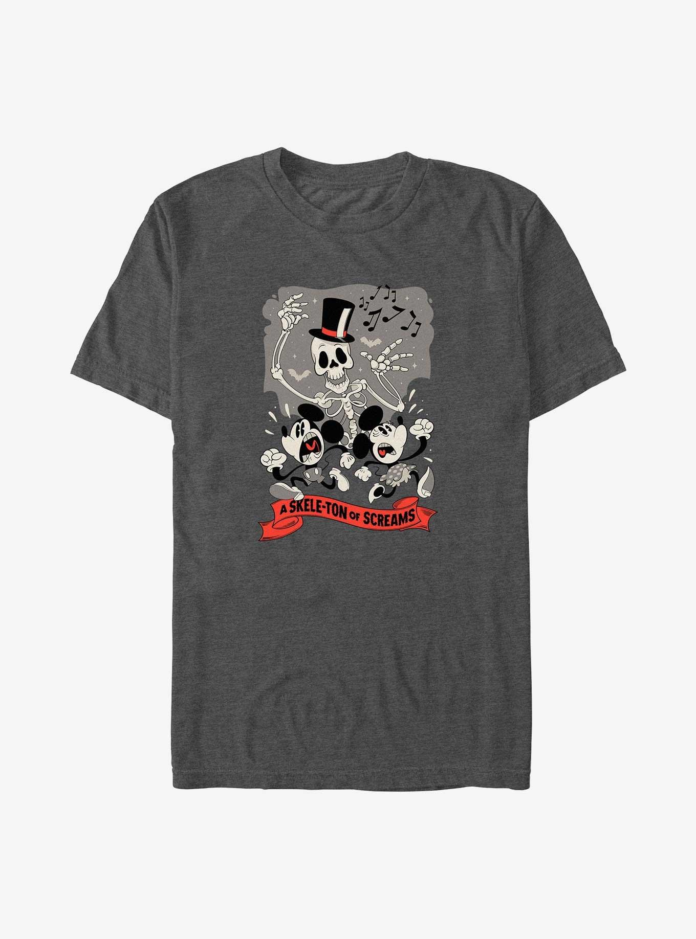 Disney Mickey Mouse & Minnie Mouse A Skele-Ton of Screams Big & Tall T-Shirt, CHAR HTR, hi-res