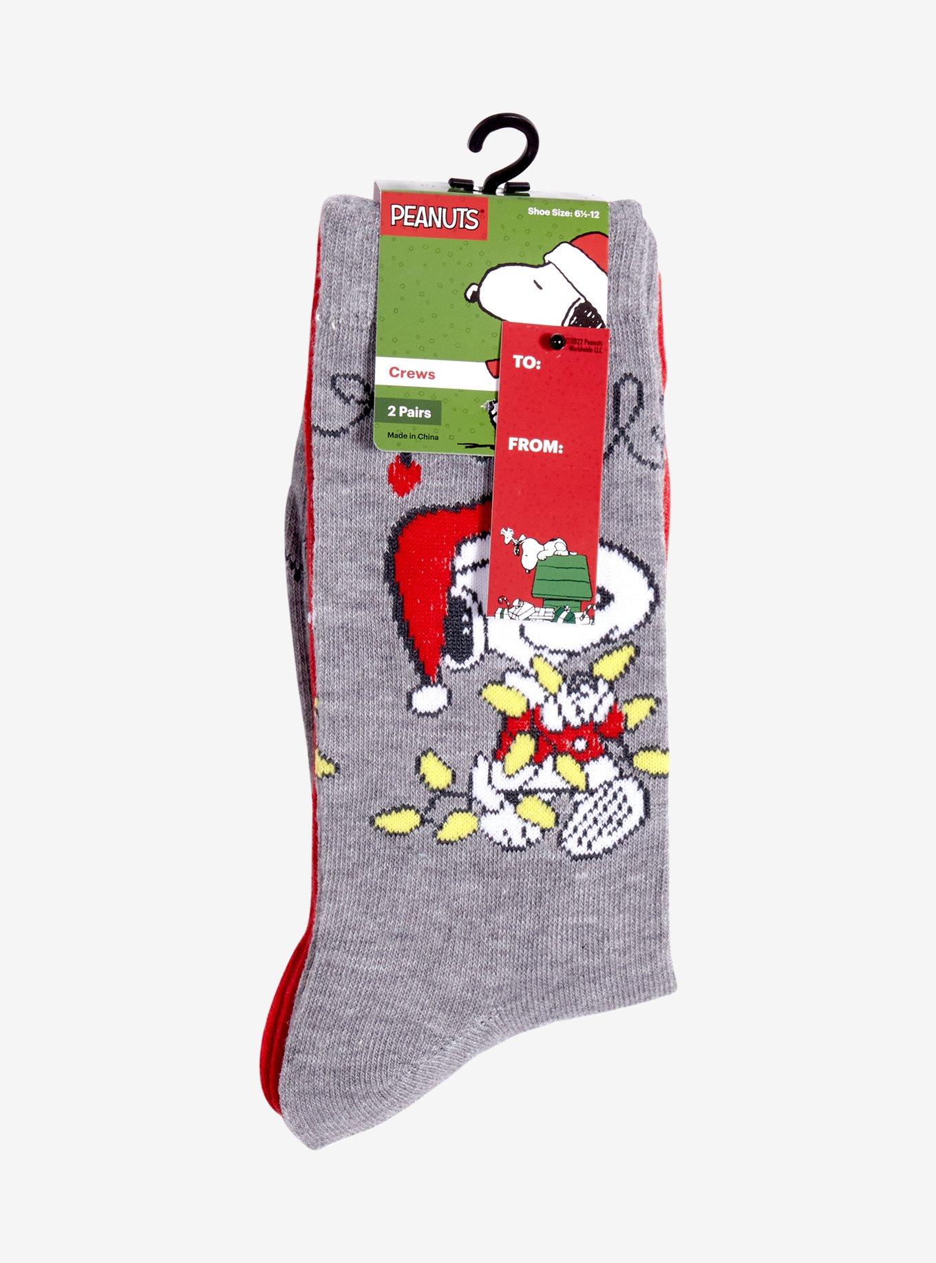 Peanuts Snoopy & Woodstock Holiday Crew Socks 2 Pair, , hi-res