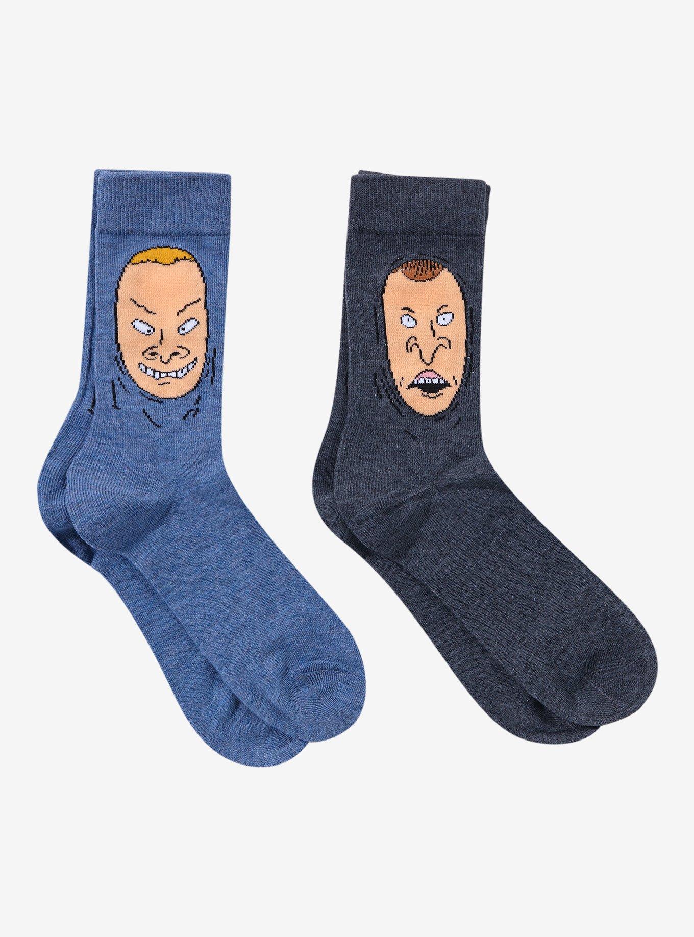 Beavis And Butt-Head Peeking Faces Crew Socks 2 Pair, , hi-res