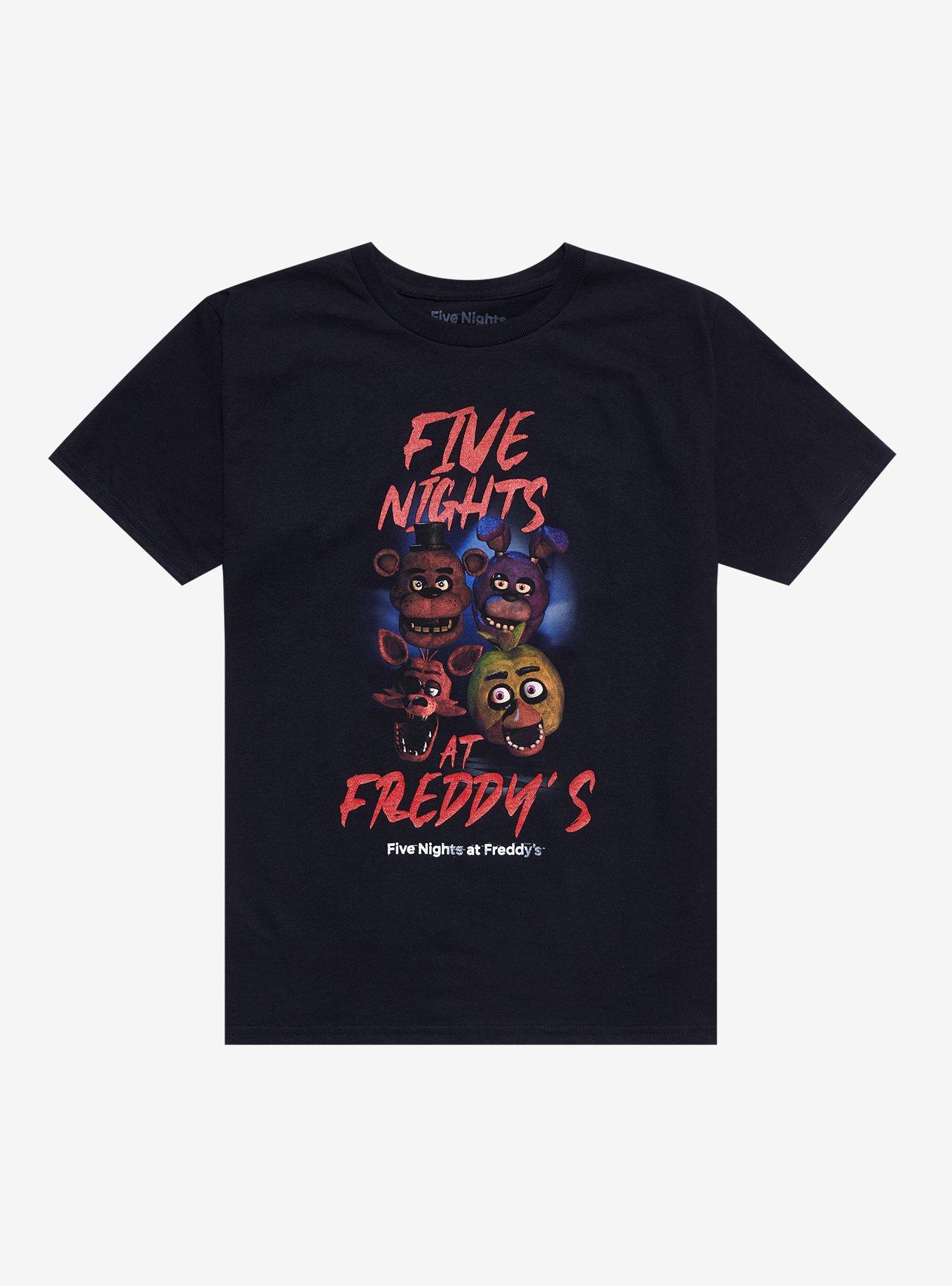 Five Nights At Freddy's Character Faces Boyfriend Fit Girls T-Shirt, MULTI, hi-res