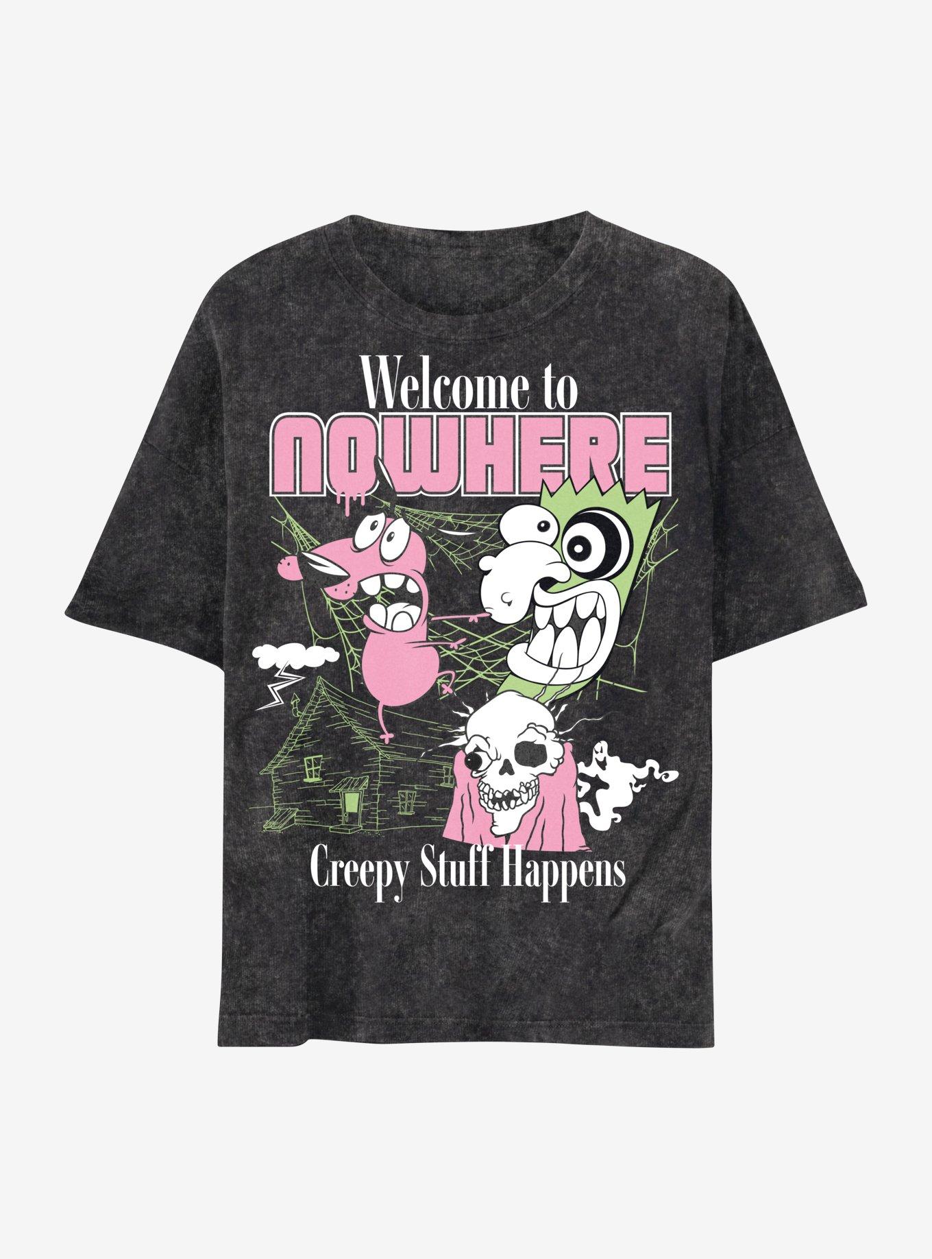 Courage The Cowardly Dog Welcome To Nowhere Dark Wash Boyfriend Fit Girls T-Shirt