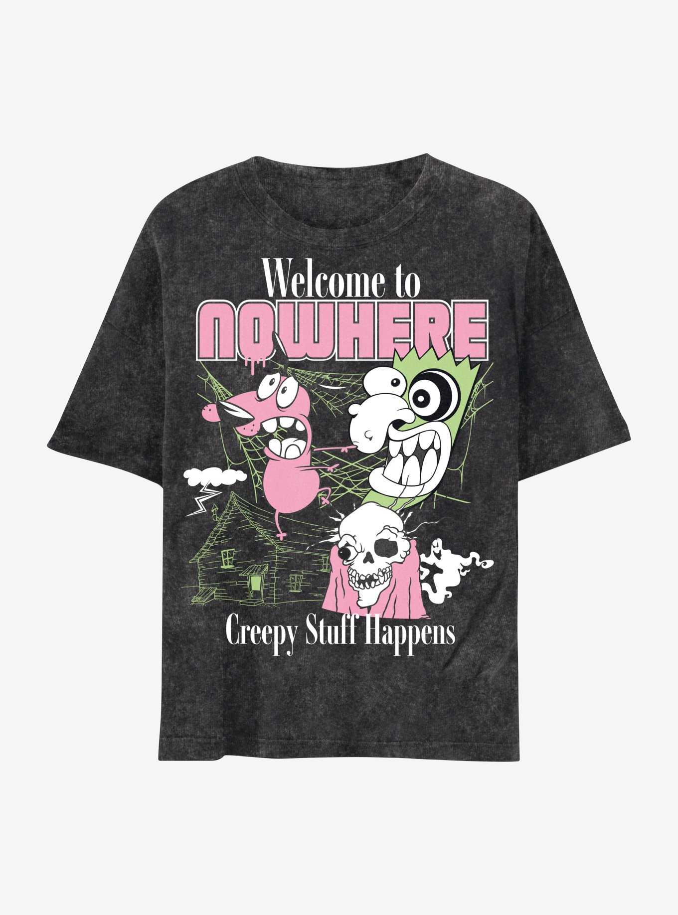 Courage The Cowardly Dog Welcome To Nowhere Dark Wash Boyfriend Fit Girls T-Shirt, , hi-res